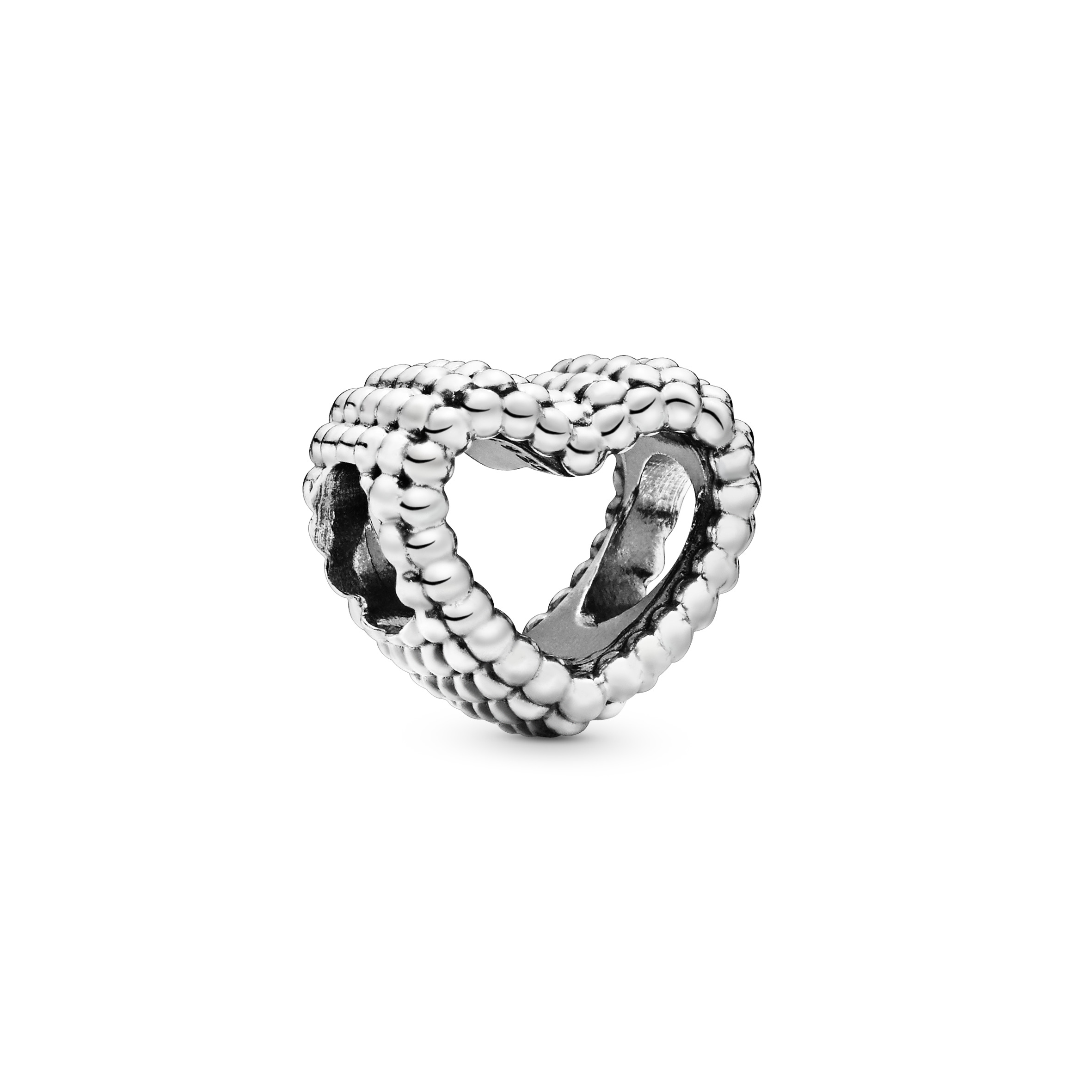 Offenes Metallperlen Herz Charm - Sterling-Silber 