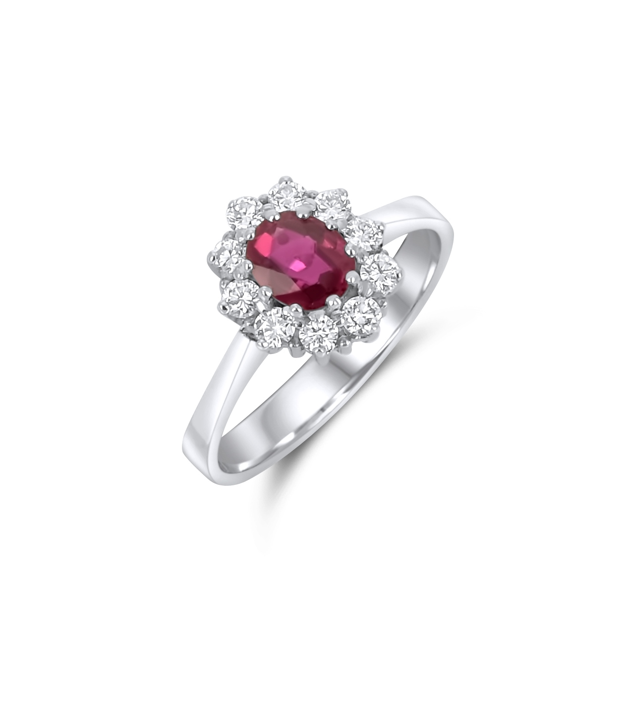 Klassik Ring - Rubin oval - Diamant