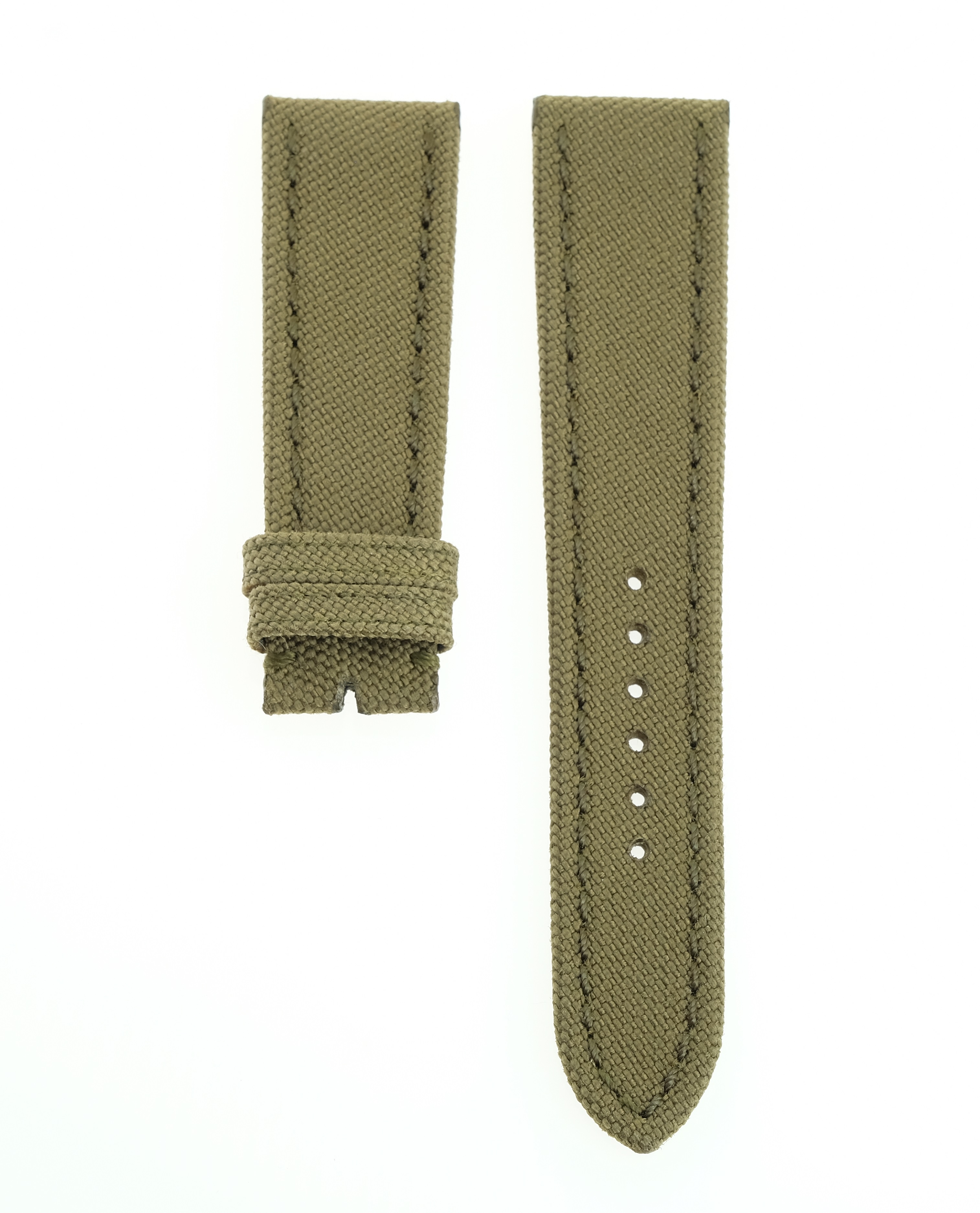 Militär Textil Kalbsleder Armband - Kaki Grün - 24/20 mm