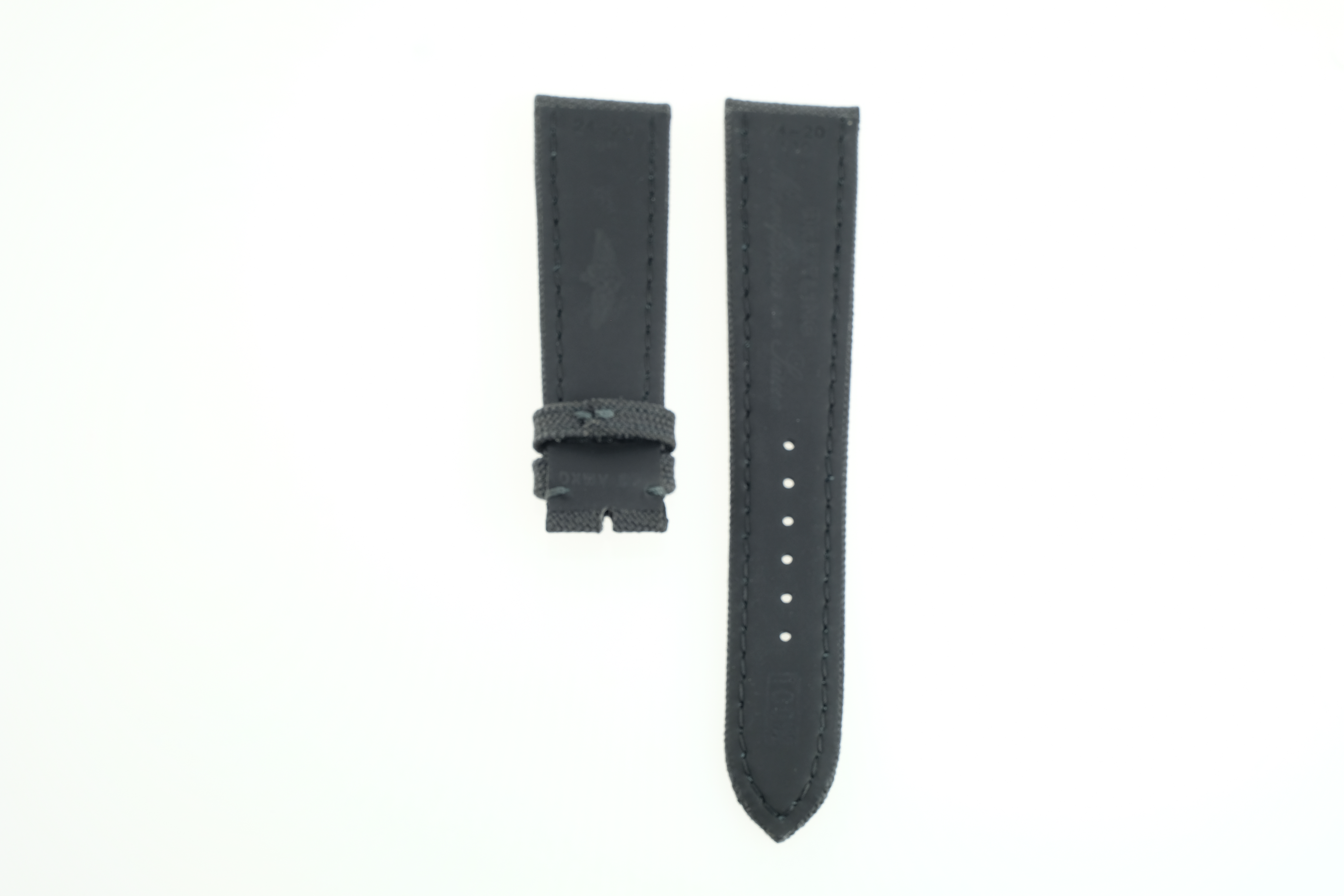 Militär Textil Kalbsleder Armband - Anthrazit - 24/20 mm
