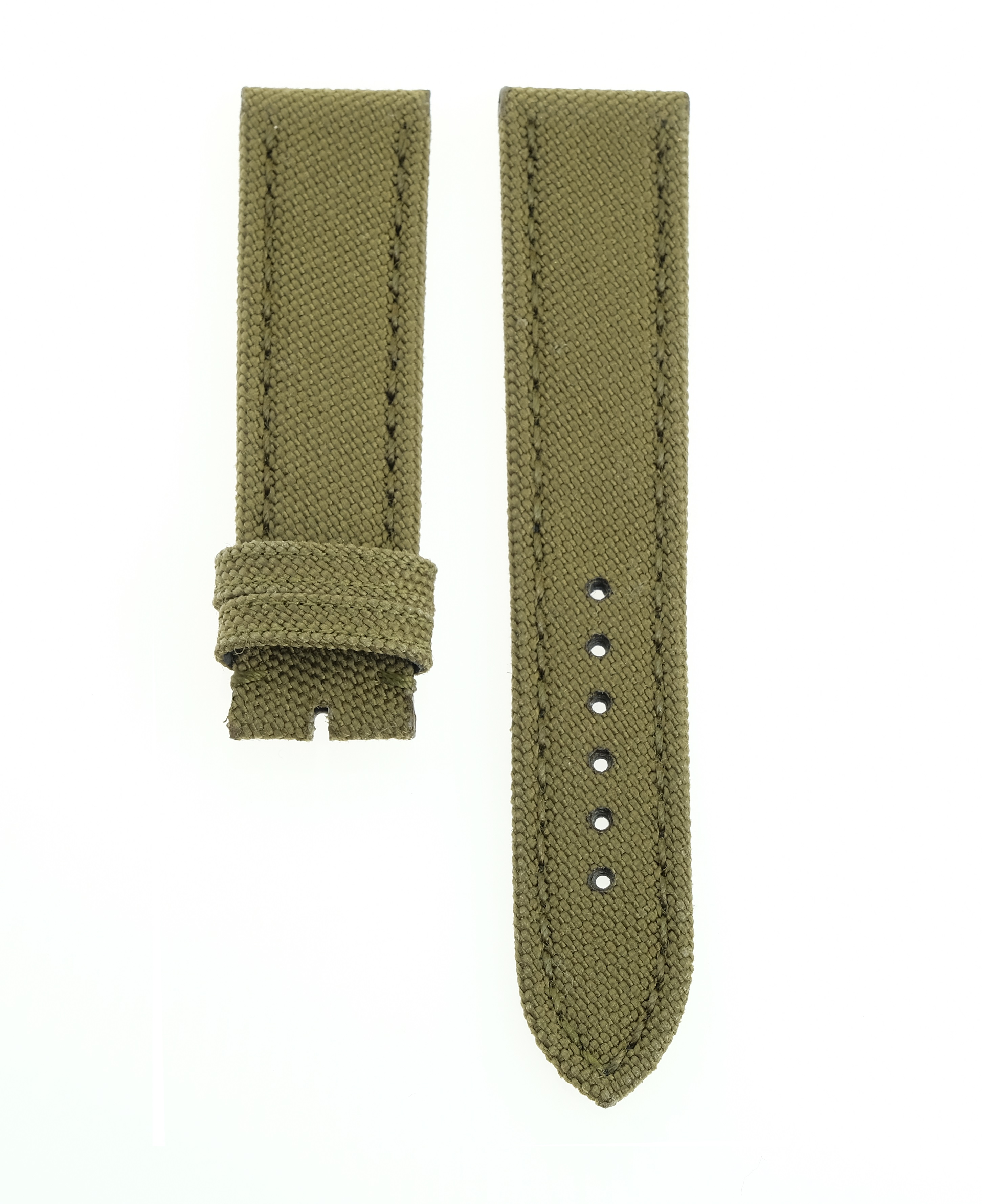 Militär Textil Kalbsleder Armband - Kaki Grün - 22/20 mm