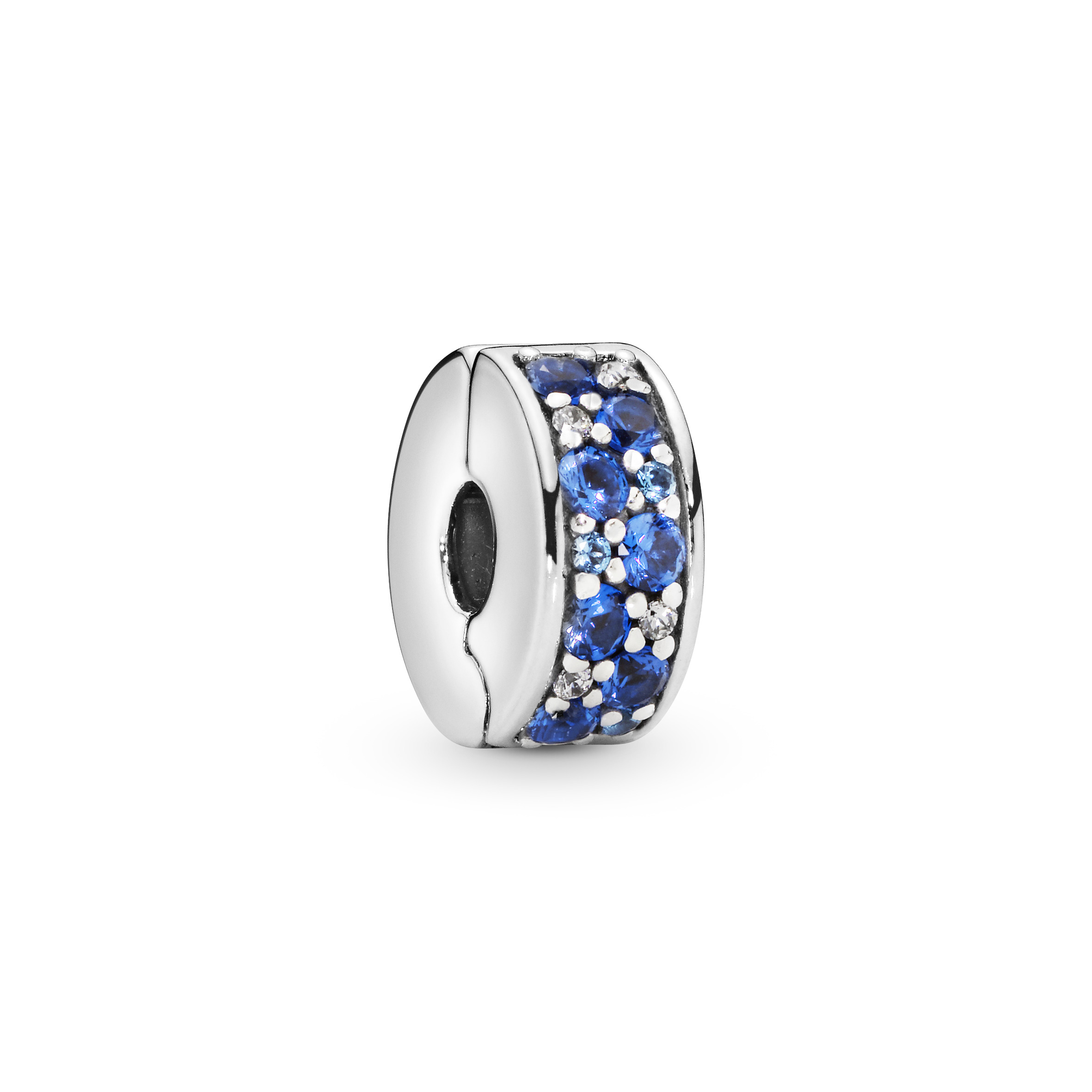Blauer Pavé-Clip - Sterling-Silber