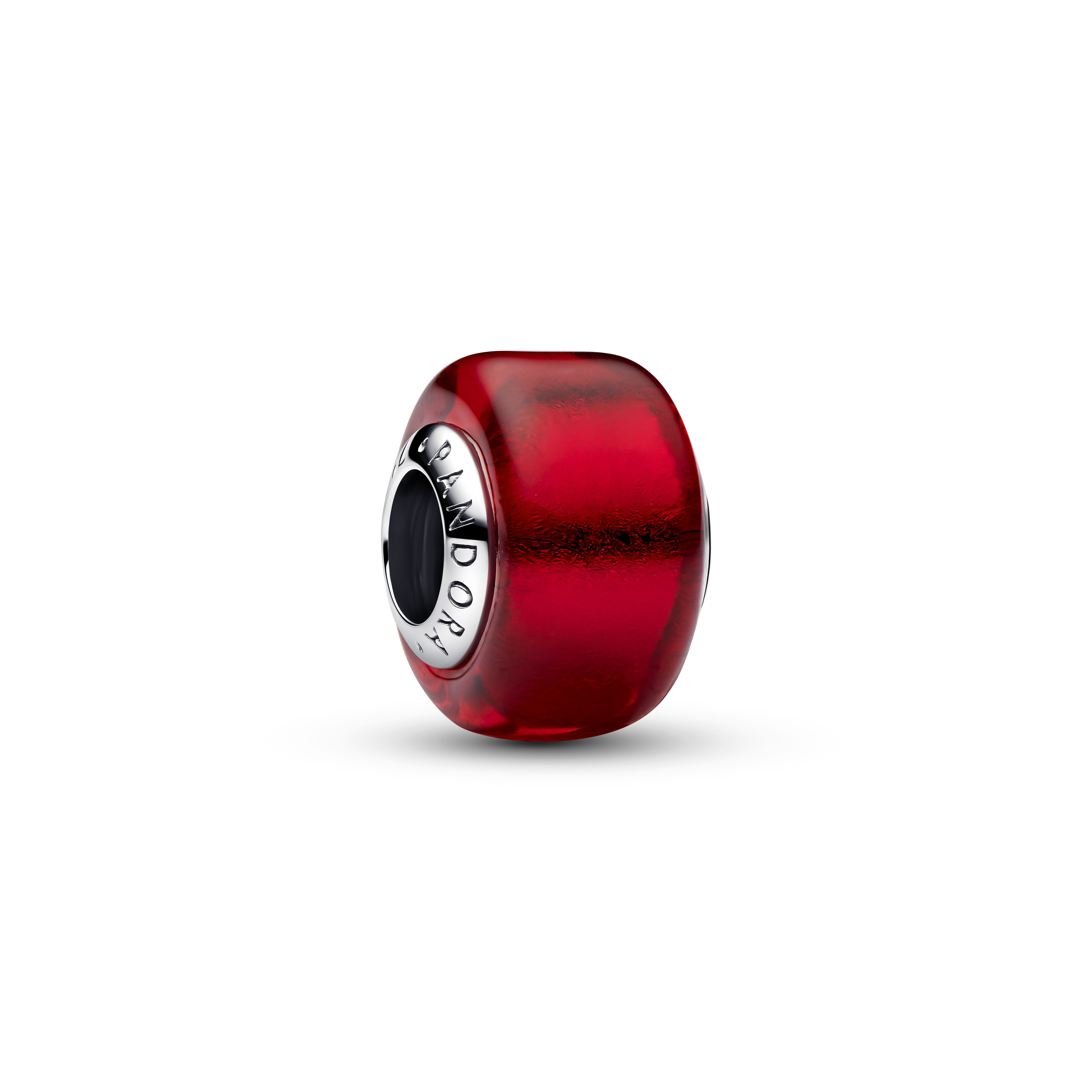 Rotes Murano-Glas-Charm - Sterling - Silber