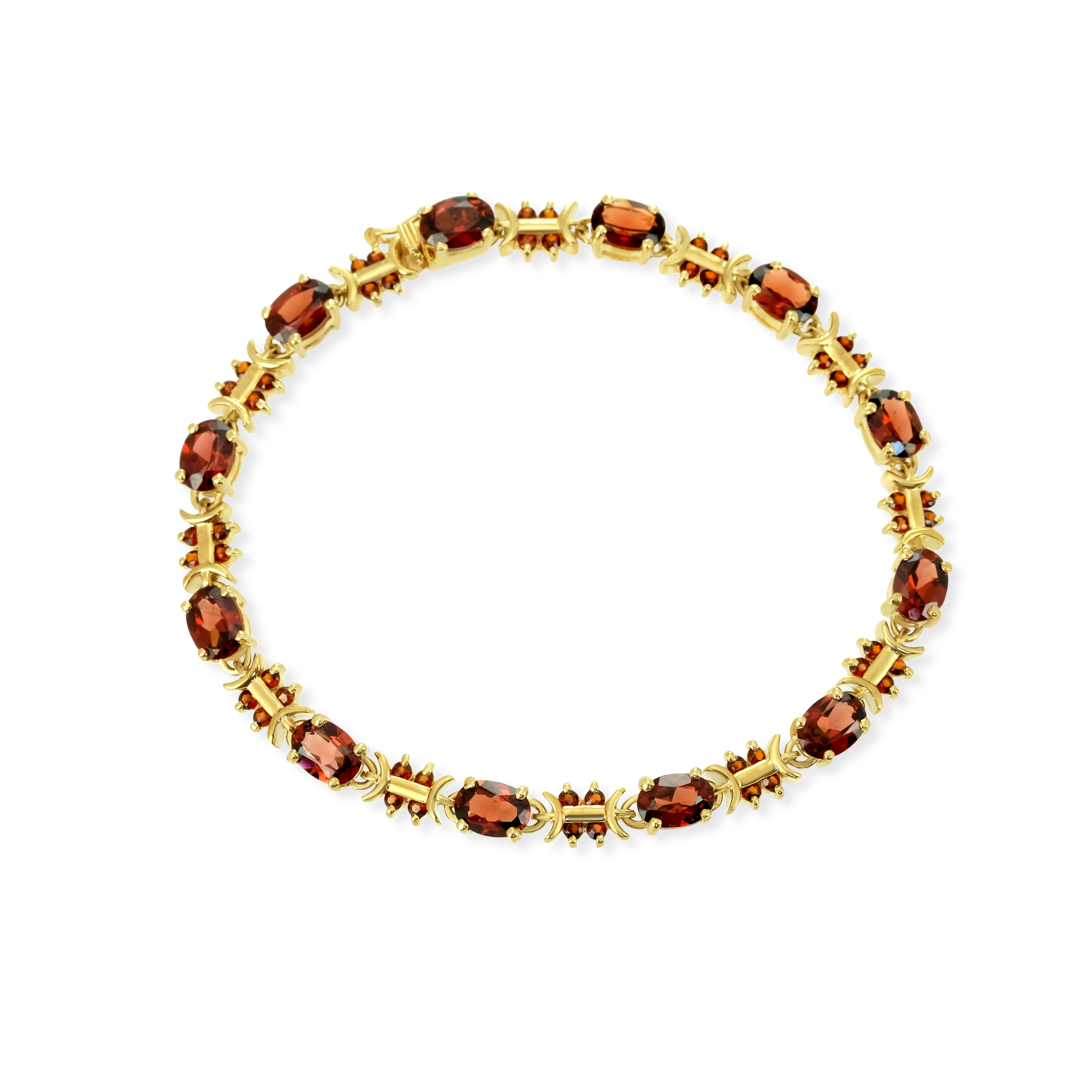 Böhmisches Granat Armband 375 Gelbgold 14,6 g mit 20 Granaten – ovale Granate