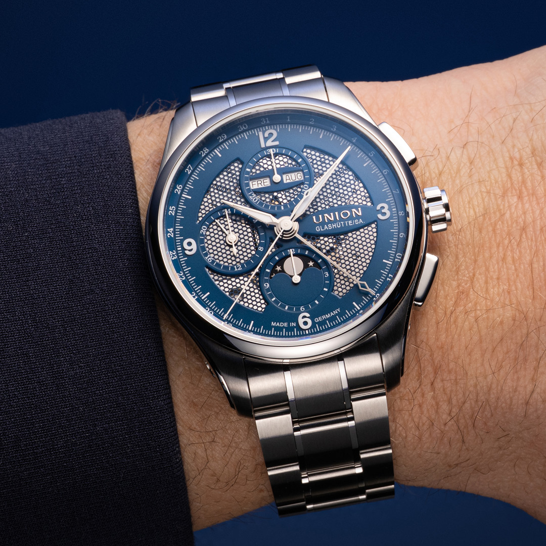 Belisar Chronograph Mondphase 42 - Blau - Stahlband