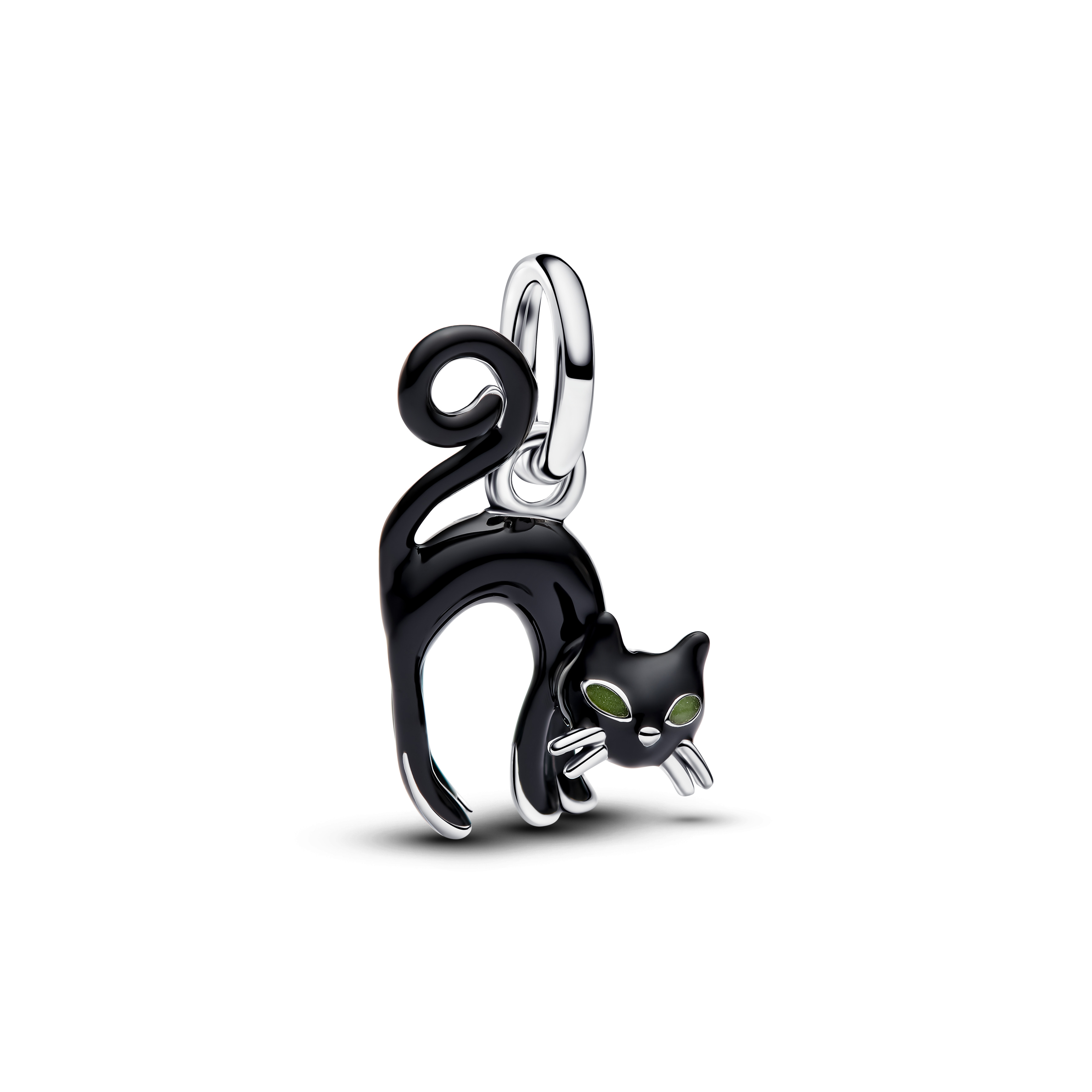 Schwarze Katze Charm-Anhänger  - Sterling-Silber