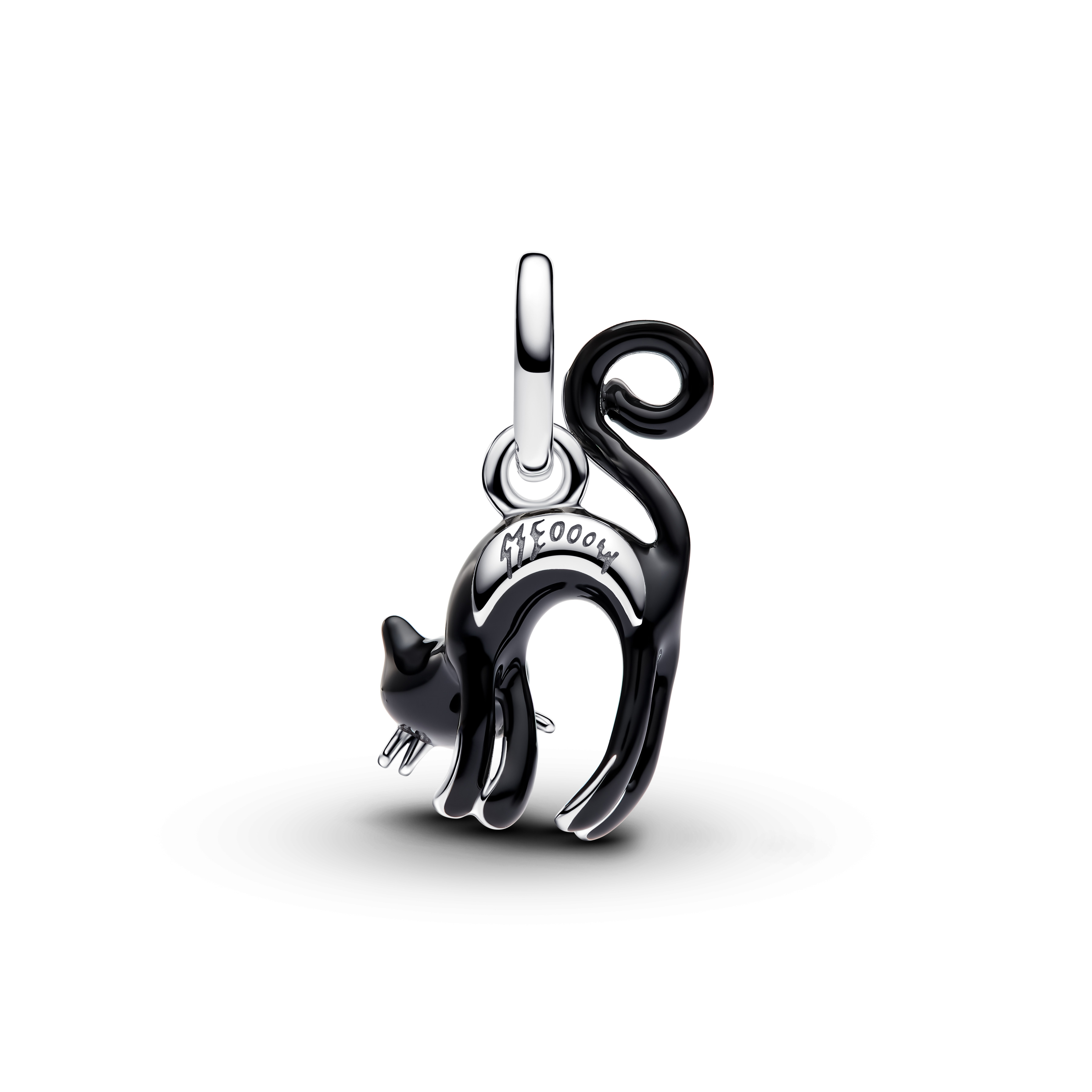 Schwarze Katze Charm-Anhänger  - Sterling-Silber