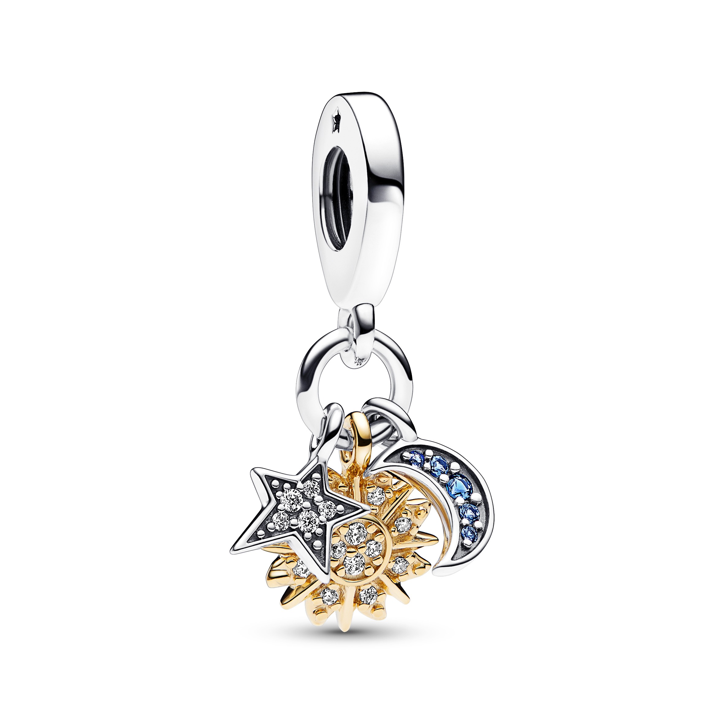 Bicolor Himmlischer Dreifacher Charm-Anhänger - Sterling-Silber, 14 Karat Vergoldung
