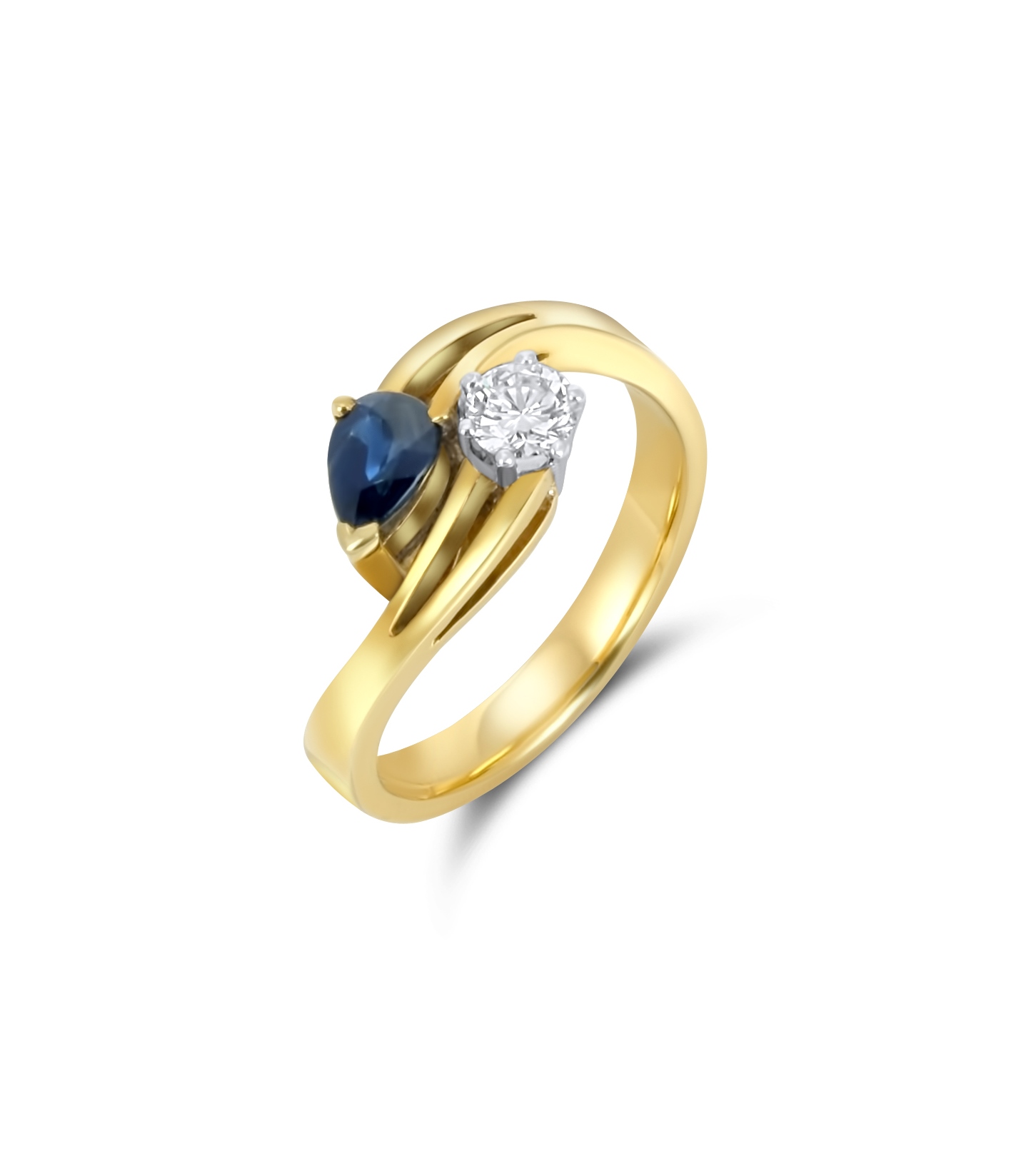 Ring - Saphir Tropfen- Diamant 