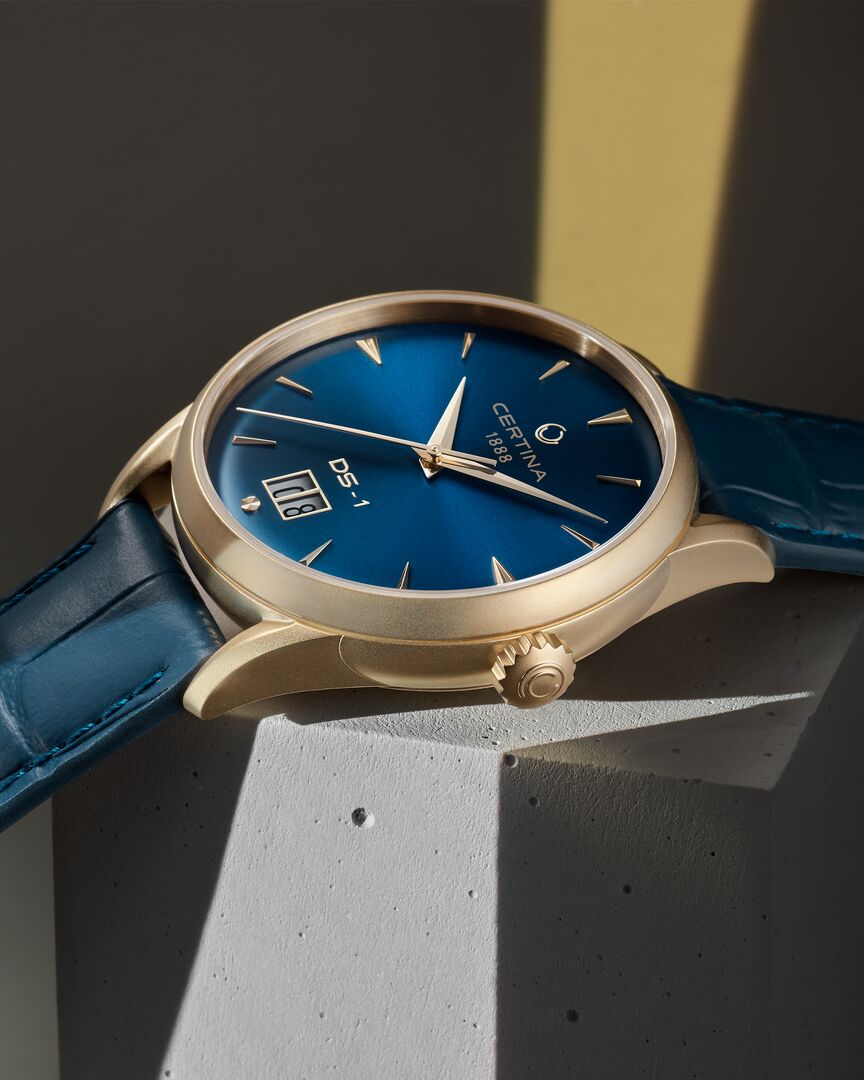 DS-1 Big Date 41mm - Powermatic 80 - Gold PVD / Blau 