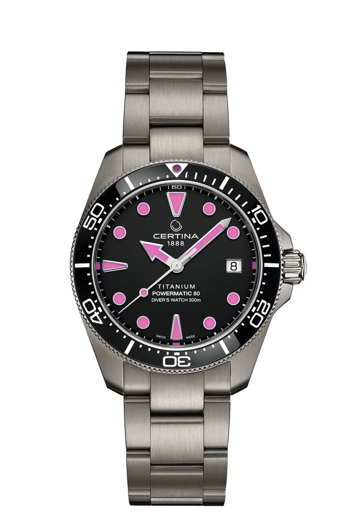 DS Action Diver 38 Titanium - Powermatic 80 - Schwarz / Pink