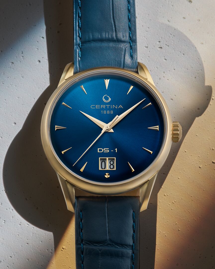 DS-1 Big Date 41mm - Powermatic 80 - Gold PVD / Blau 