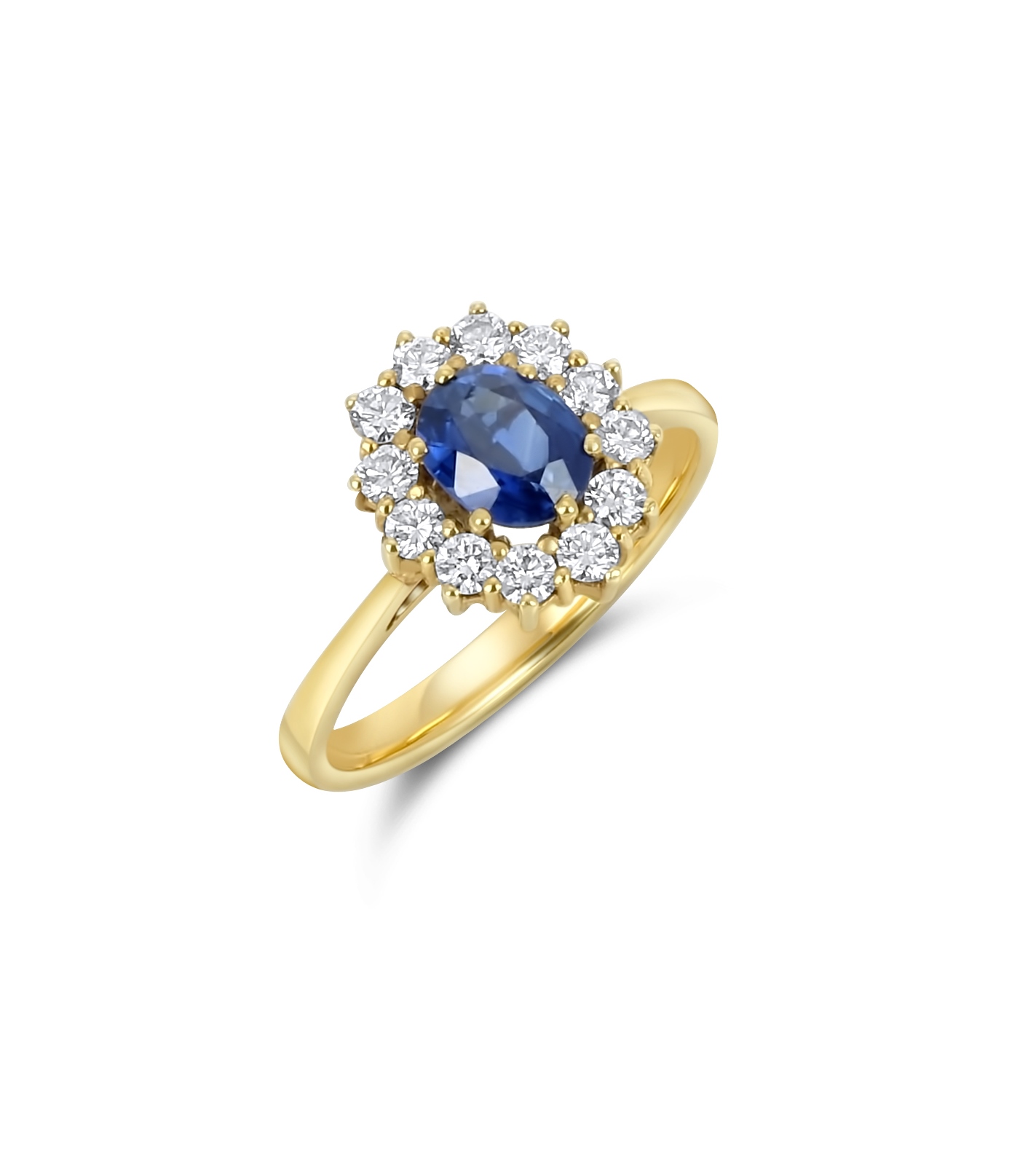 Klassik Ring - Saphir oval - Diamant Pavé 
