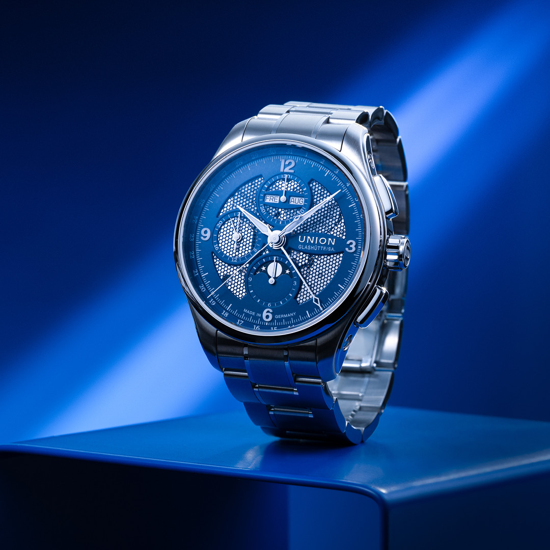 Belisar Chronograph Mondphase 42 - Blau - Stahlband