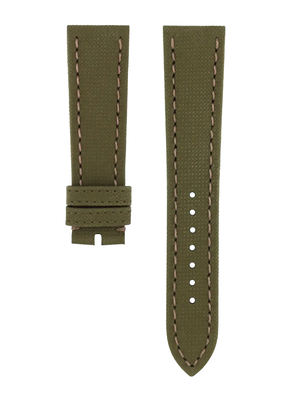 Militär Textil Kalbsleder Armband Grün- 21/18 mm