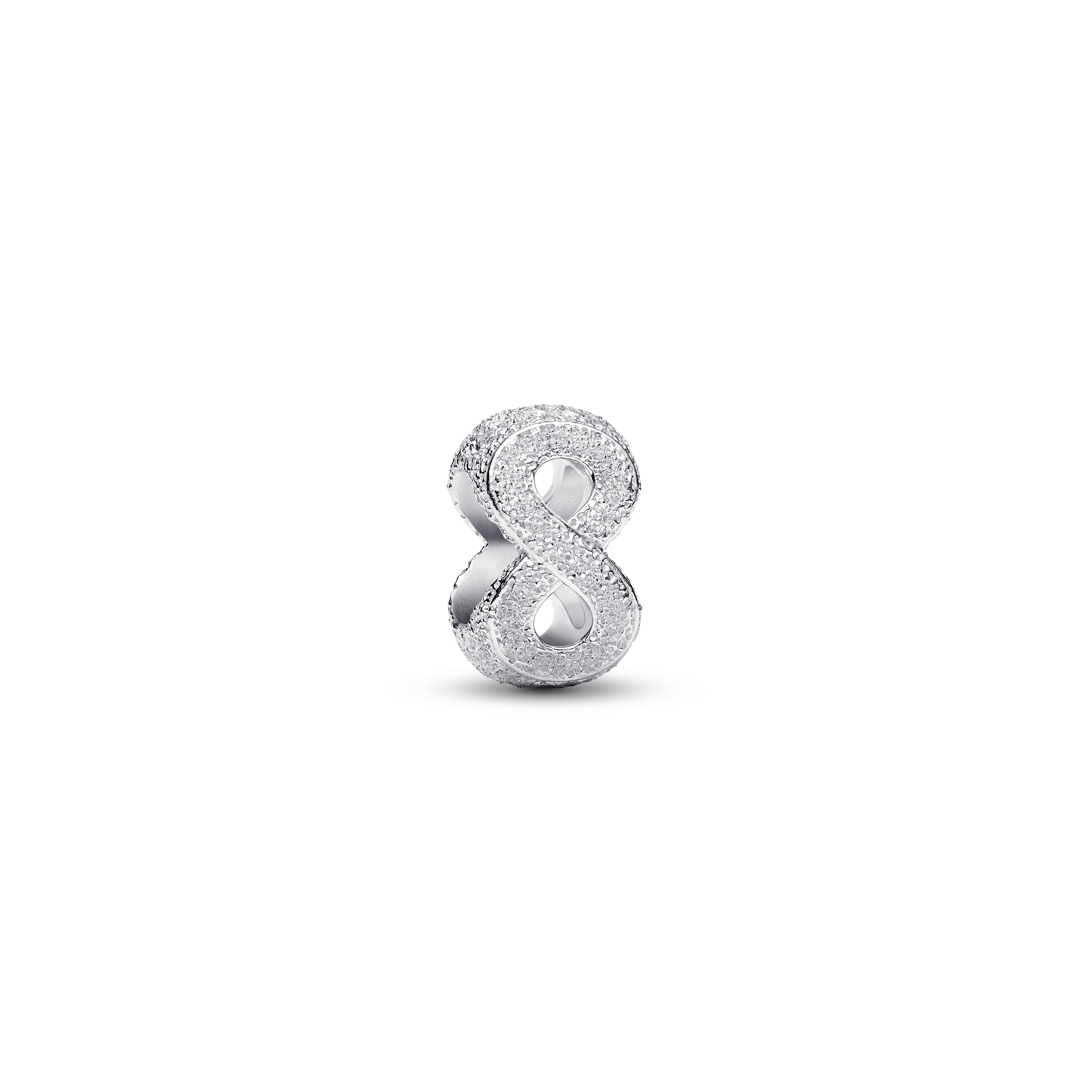 Strukturiertes Unendlichkeits-Symbol Mini-Charm - Sterling-Silber