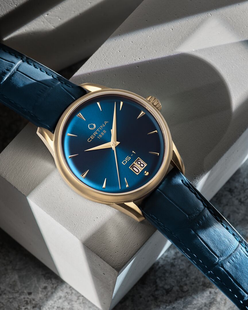 DS-1 Big Date 41mm - Powermatic 80 - Gold PVD / Blau 