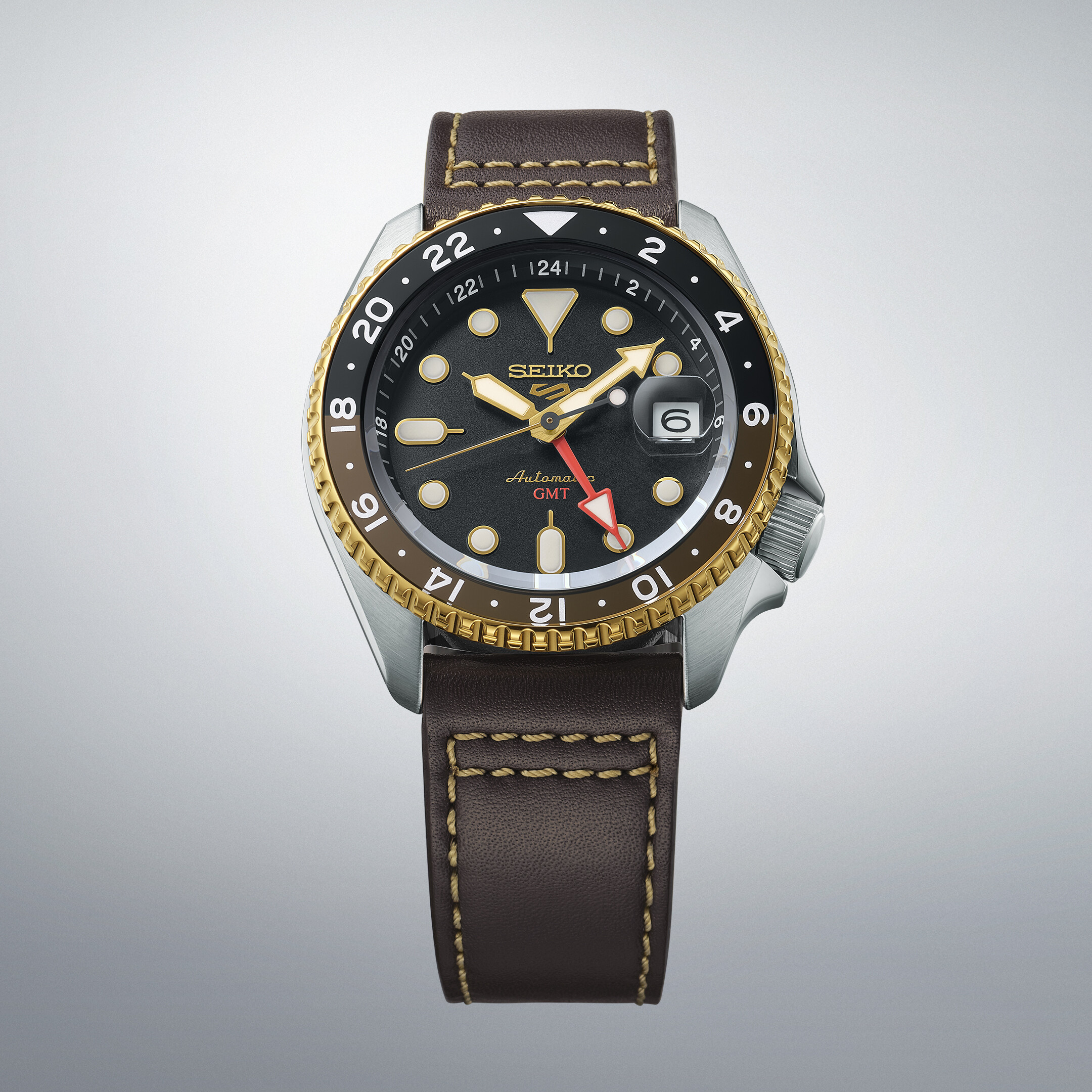 Seiko 5 Sports Automatik GMT - Schwarz / Gold