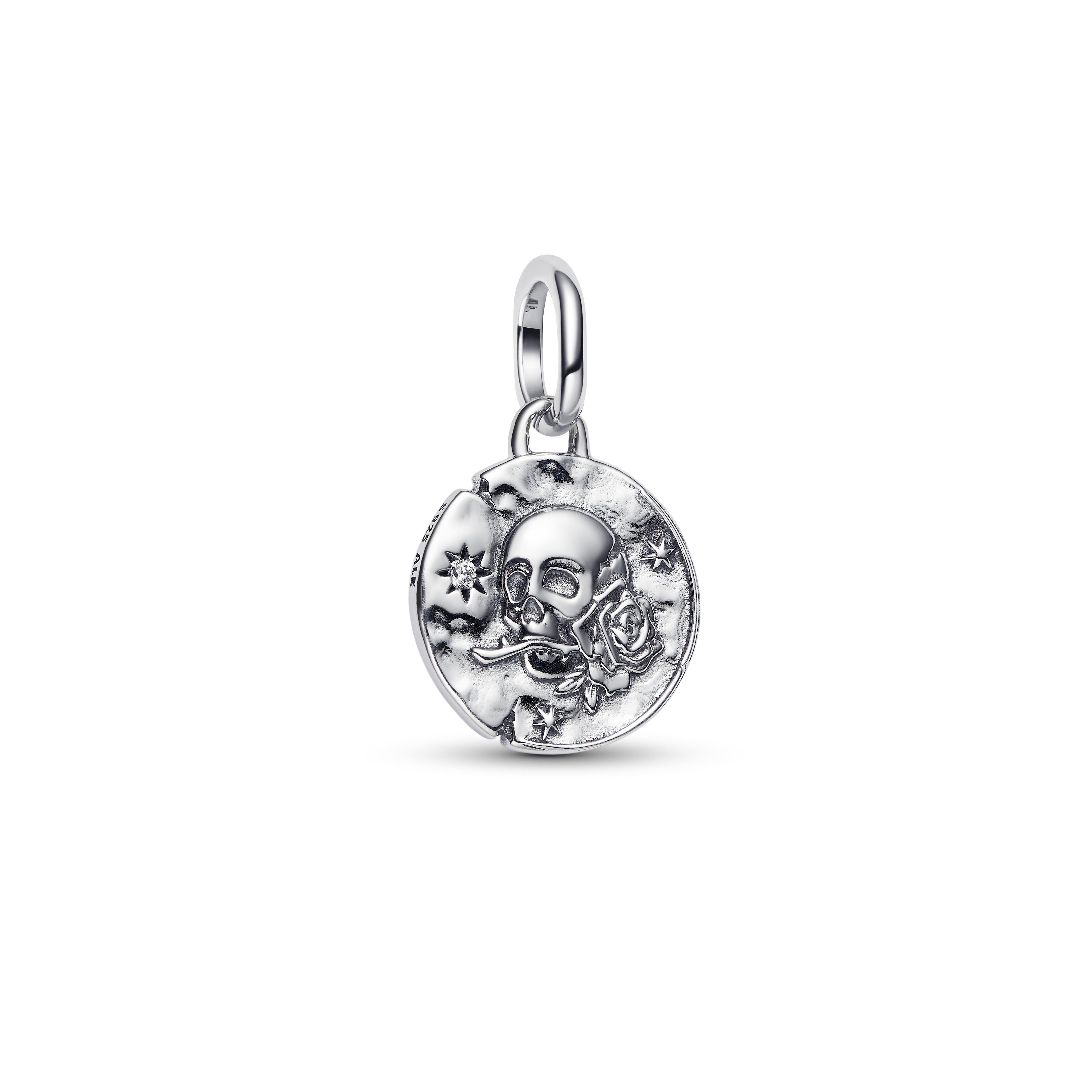 Totenkopf Medaillon-Charm - Sterling - Silber