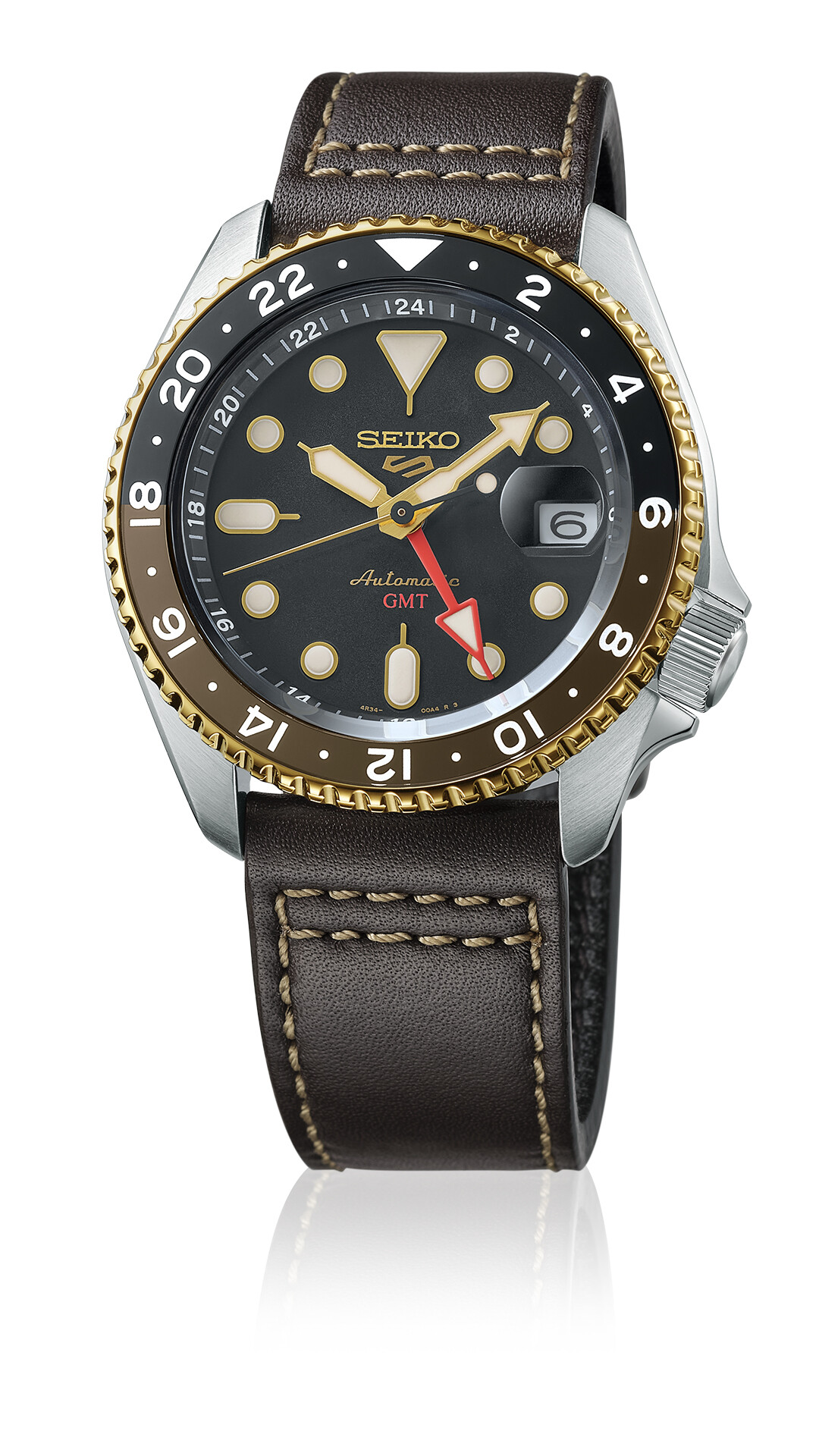 Seiko 5 Sports Automatik GMT - Schwarz / Gold