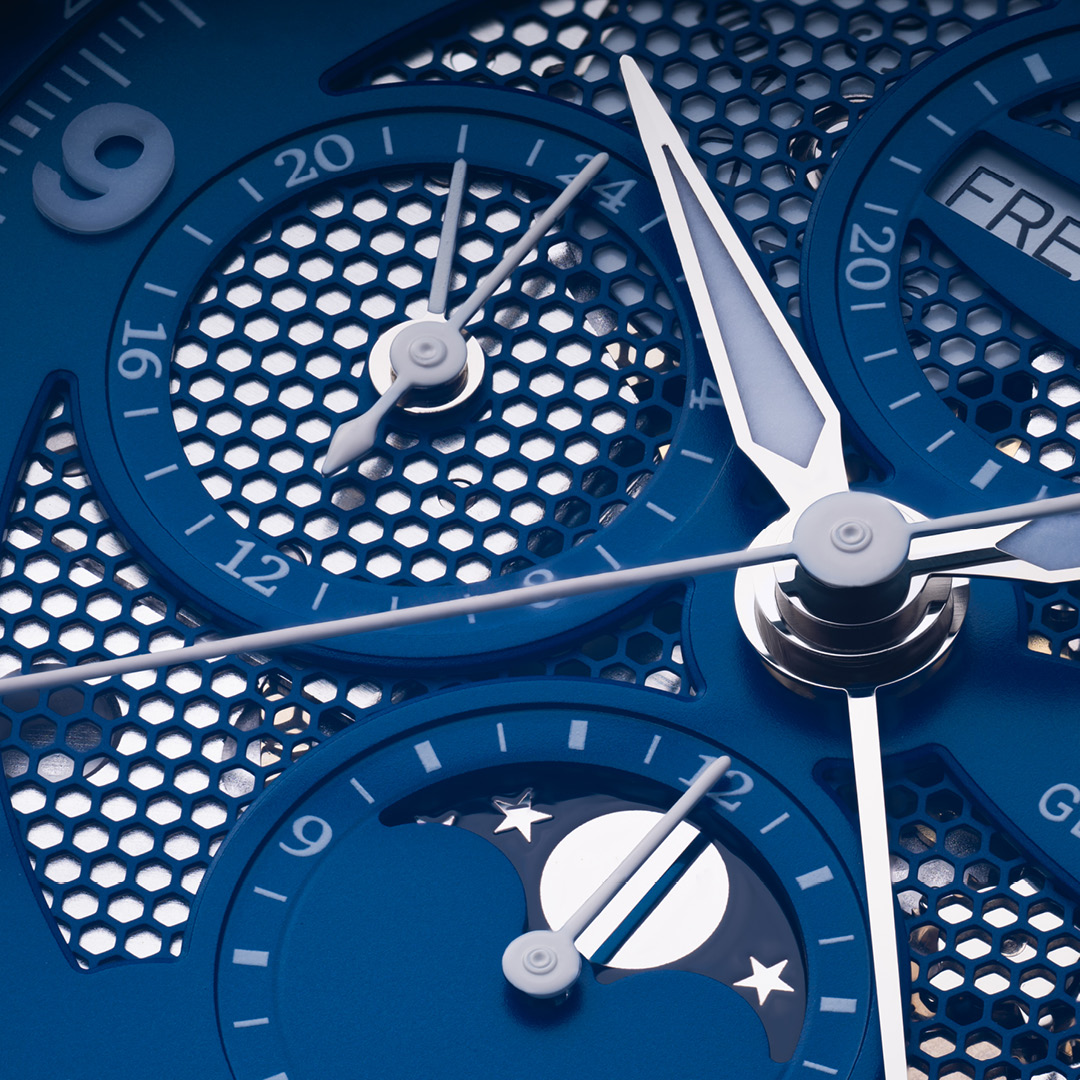 Belisar Chronograph Mondphase 42 - Blau - Stahlband