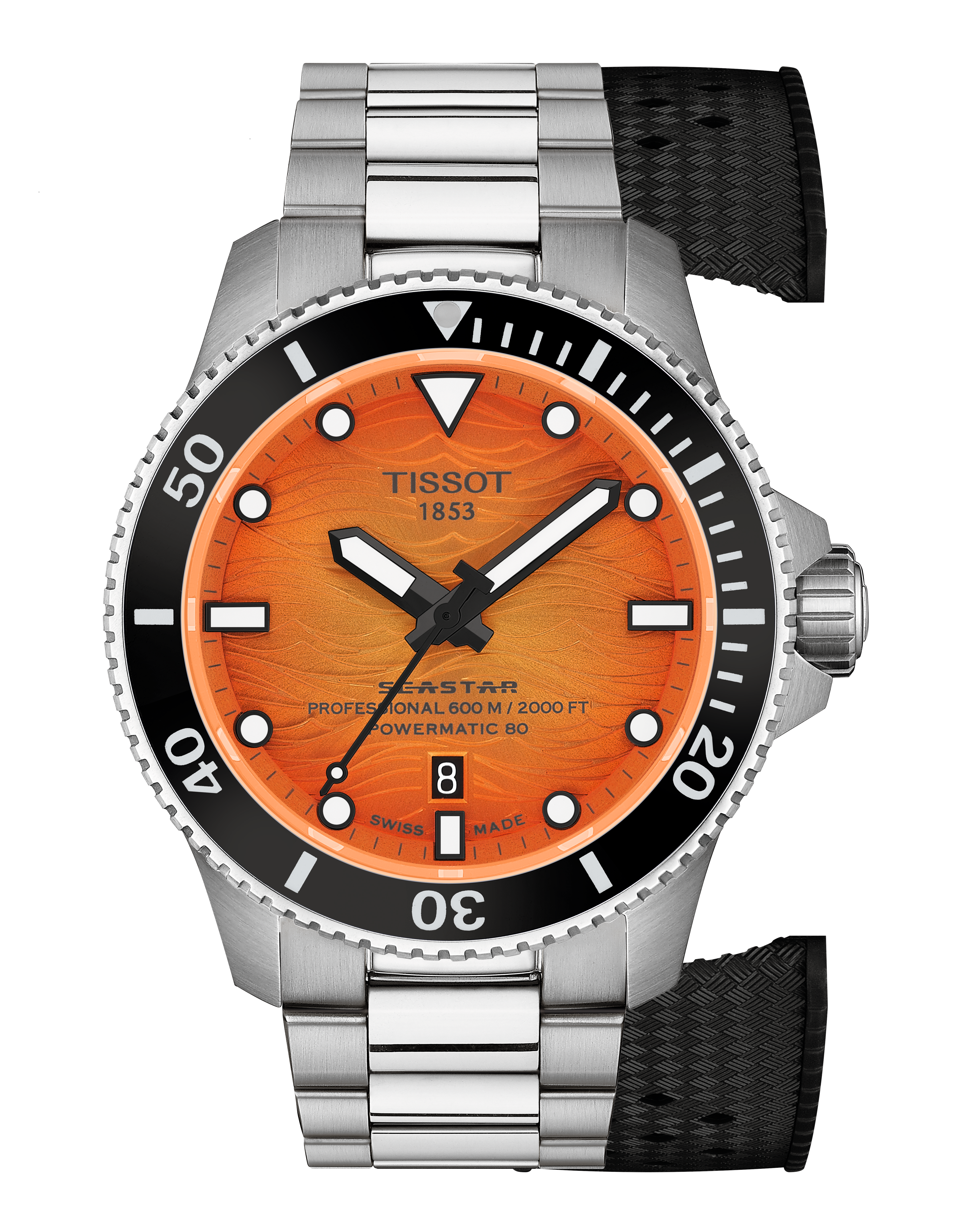 Seastar 2000 44mm  - Orange - Stahlband + Kautschukband