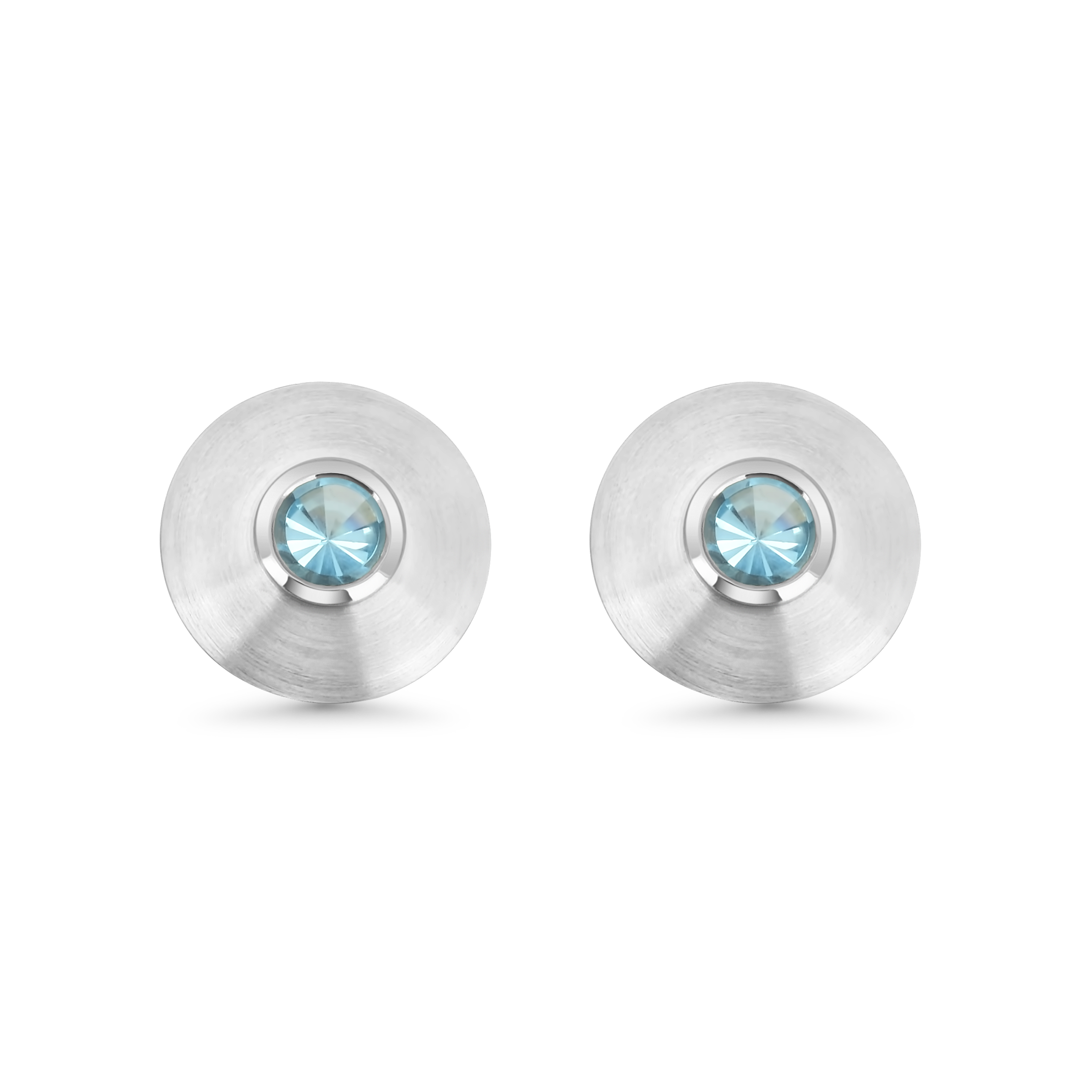 Ohrstecker Clip- Blautopas Rund - 750 Weißgold - 14,4 g