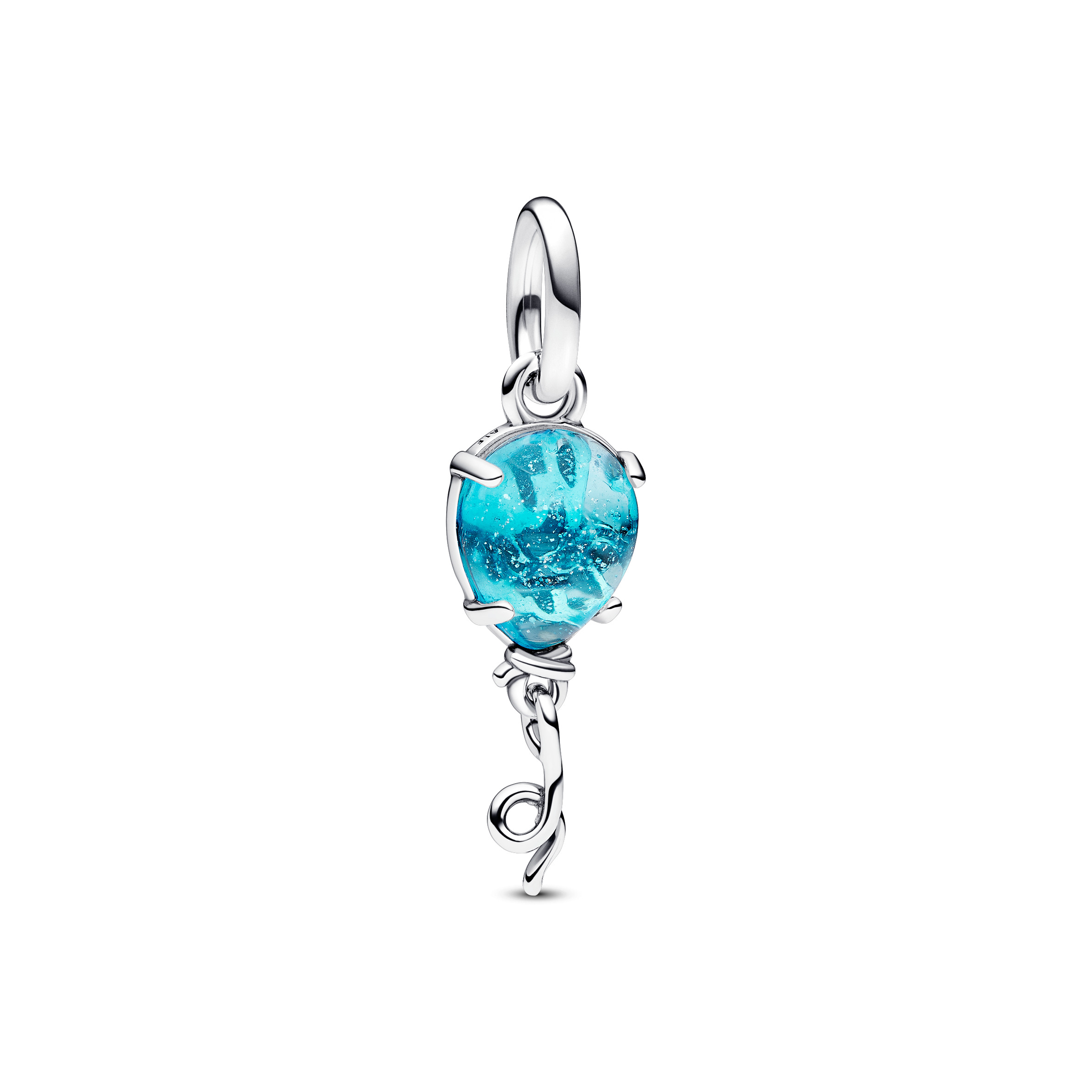 Blauer Murano-Glas Ballon Charm-Anhänger - Sterling - Silber