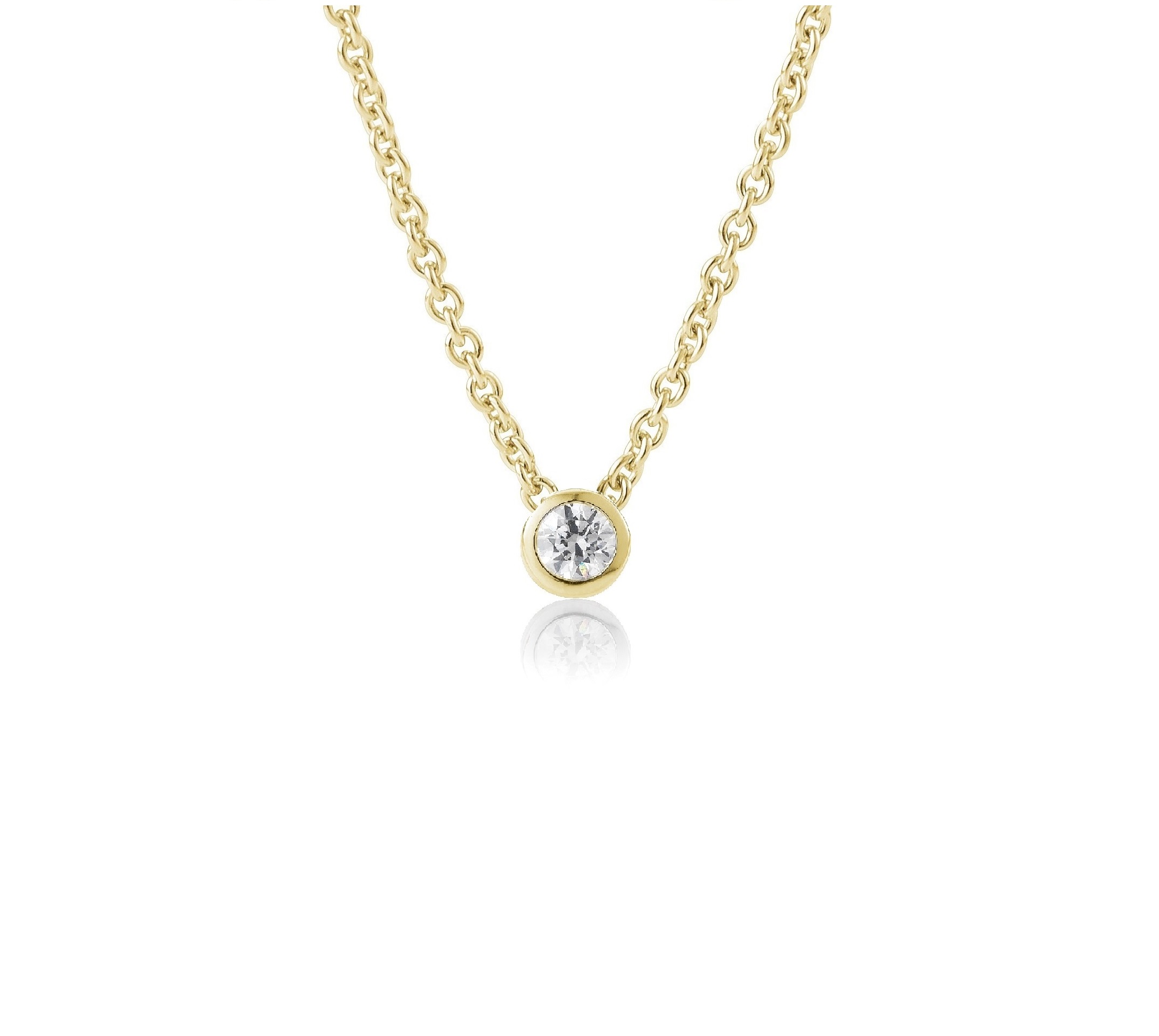 Solitär Collier - Zarge poliert - 0,15 ct  