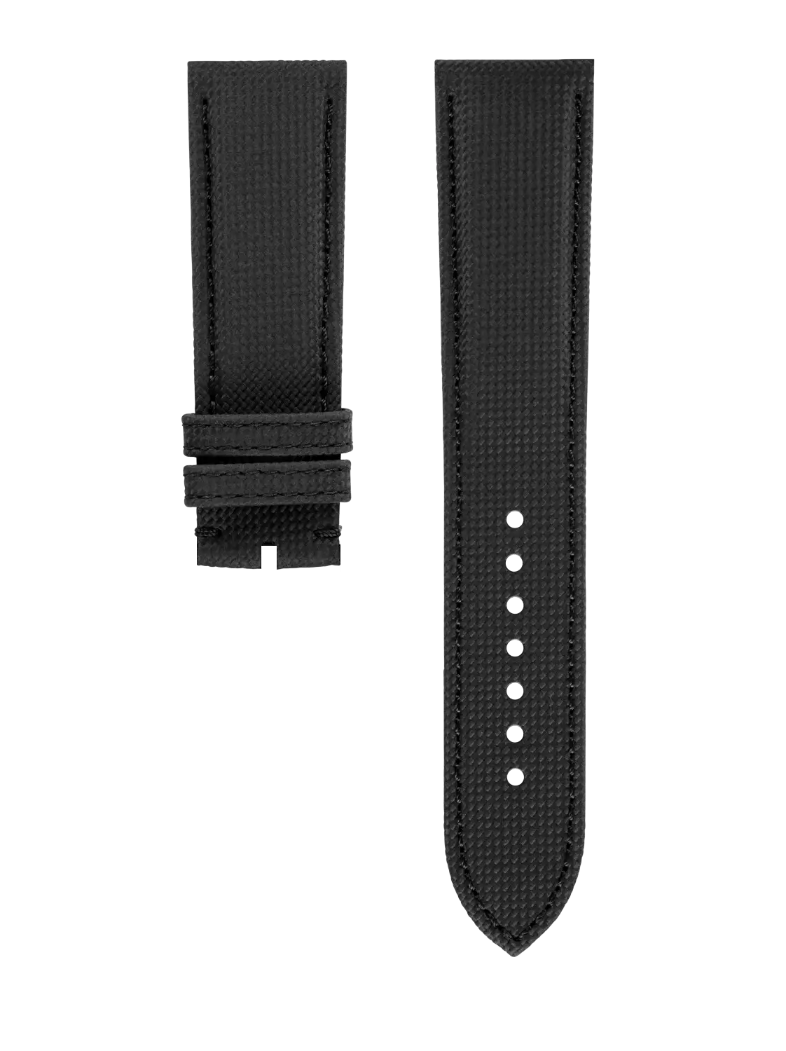 Militär Textil Kalbsleder Armband Schwarz - 22/20 mm