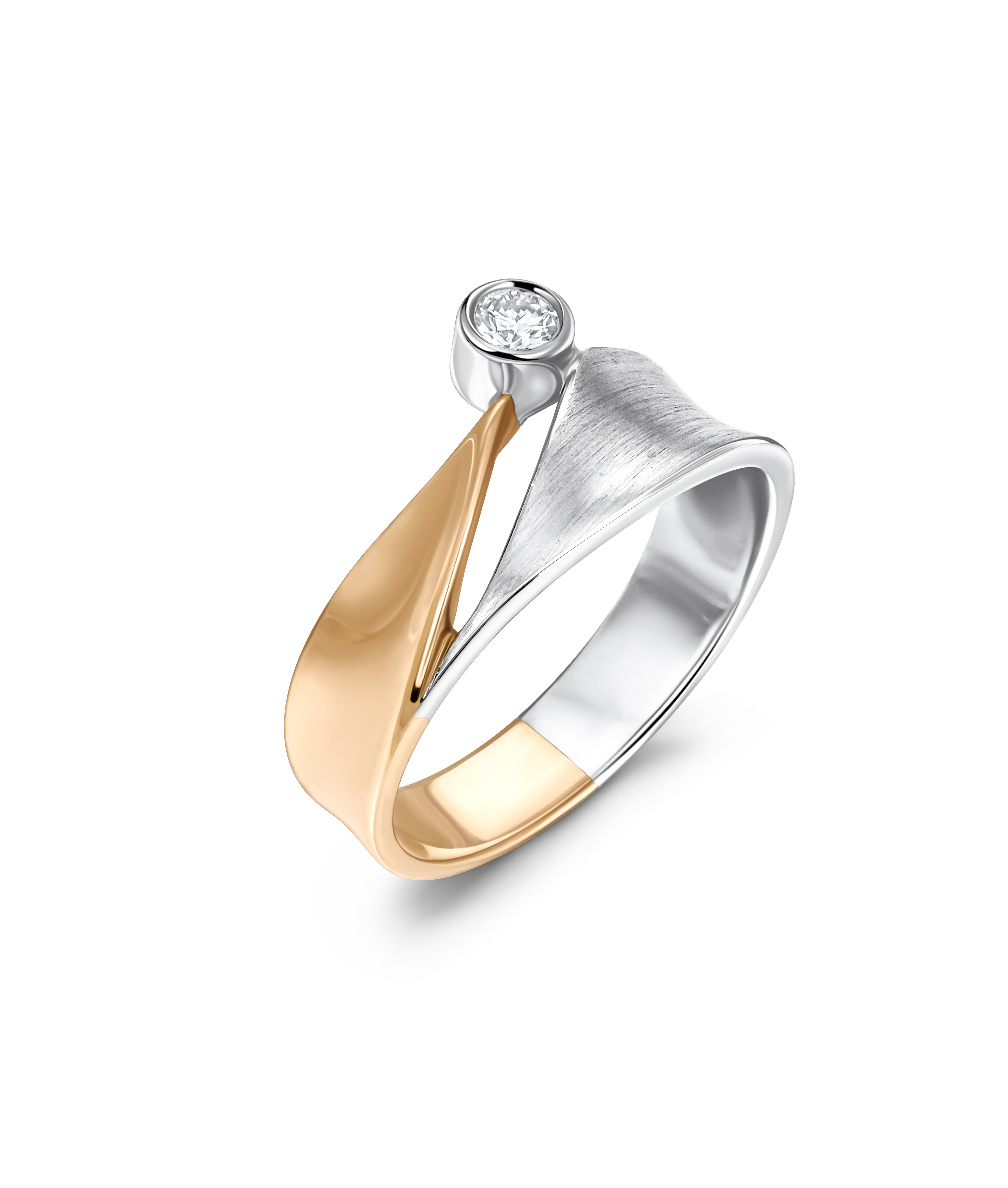 Solitär Ring bicolor  - 0,12ct  