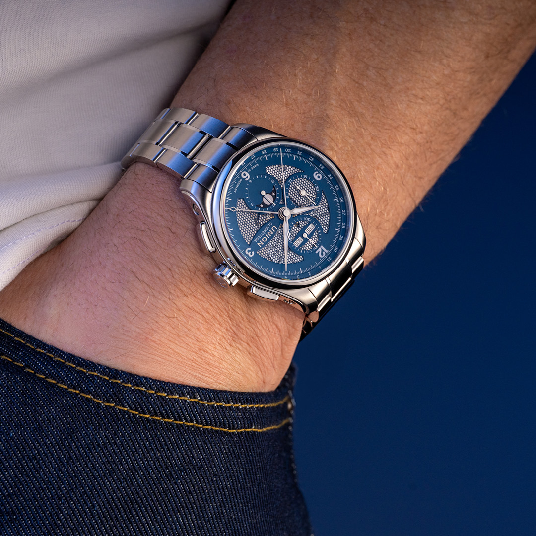 Belisar Chronograph Mondphase 42 - Blau - Stahlband