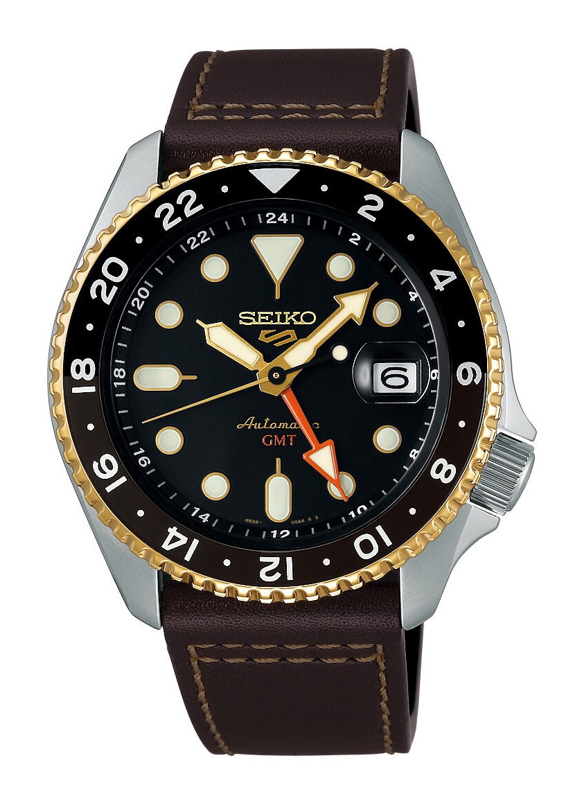 Seiko 5 Sports Automatik GMT - Schwarz / Gold