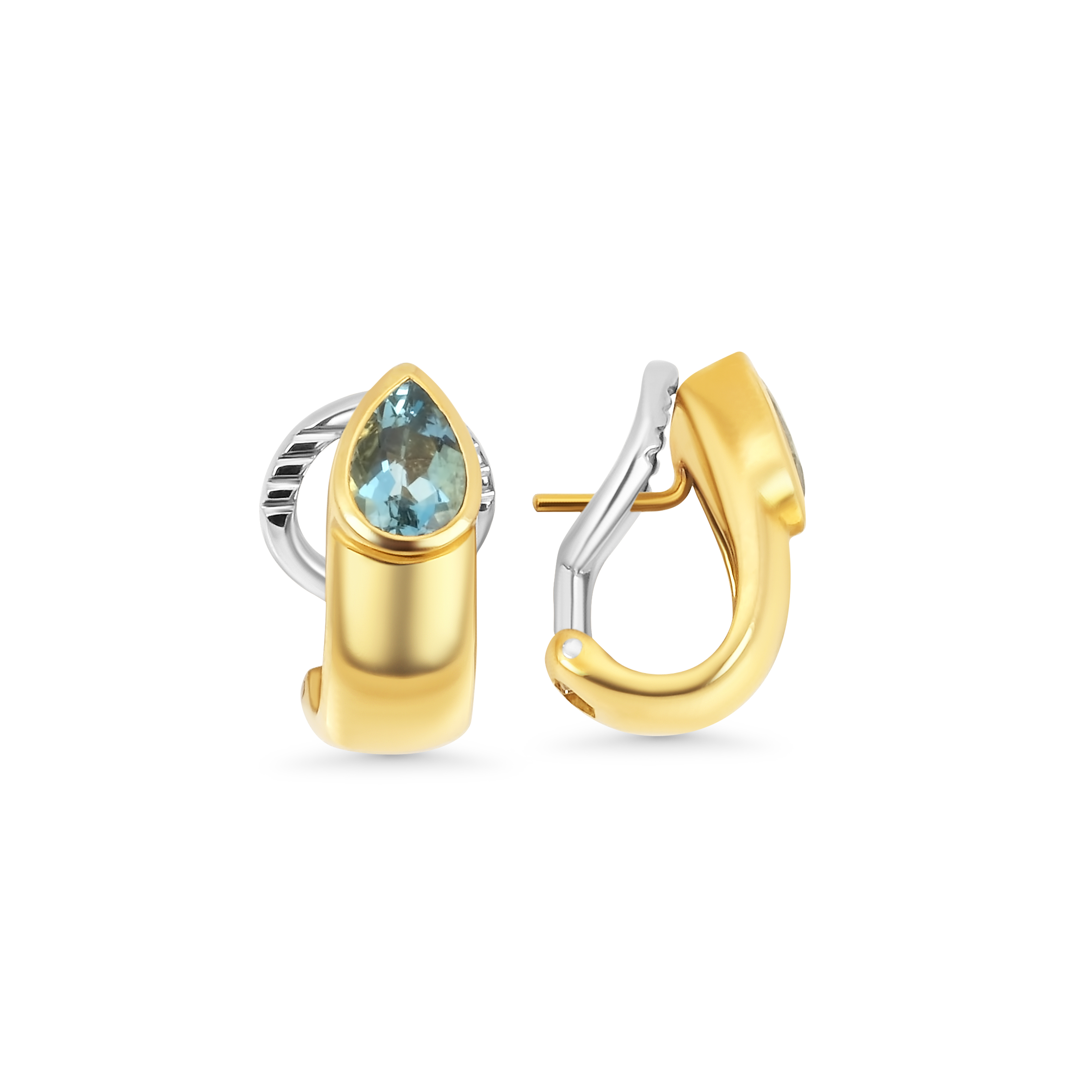 Lüth Bijoux - Ohr Clip - Aquamarin Tropfen -  750Gold - 11,9g