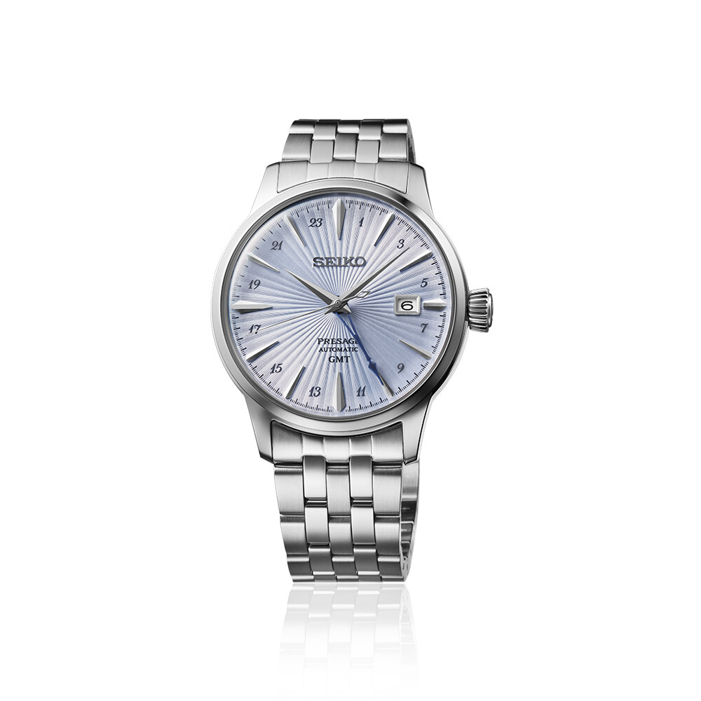 PRESAGE Cocktail Time Automatik GMT 40,5mm - 3 Zeiger - Hellblau - Skydiving 