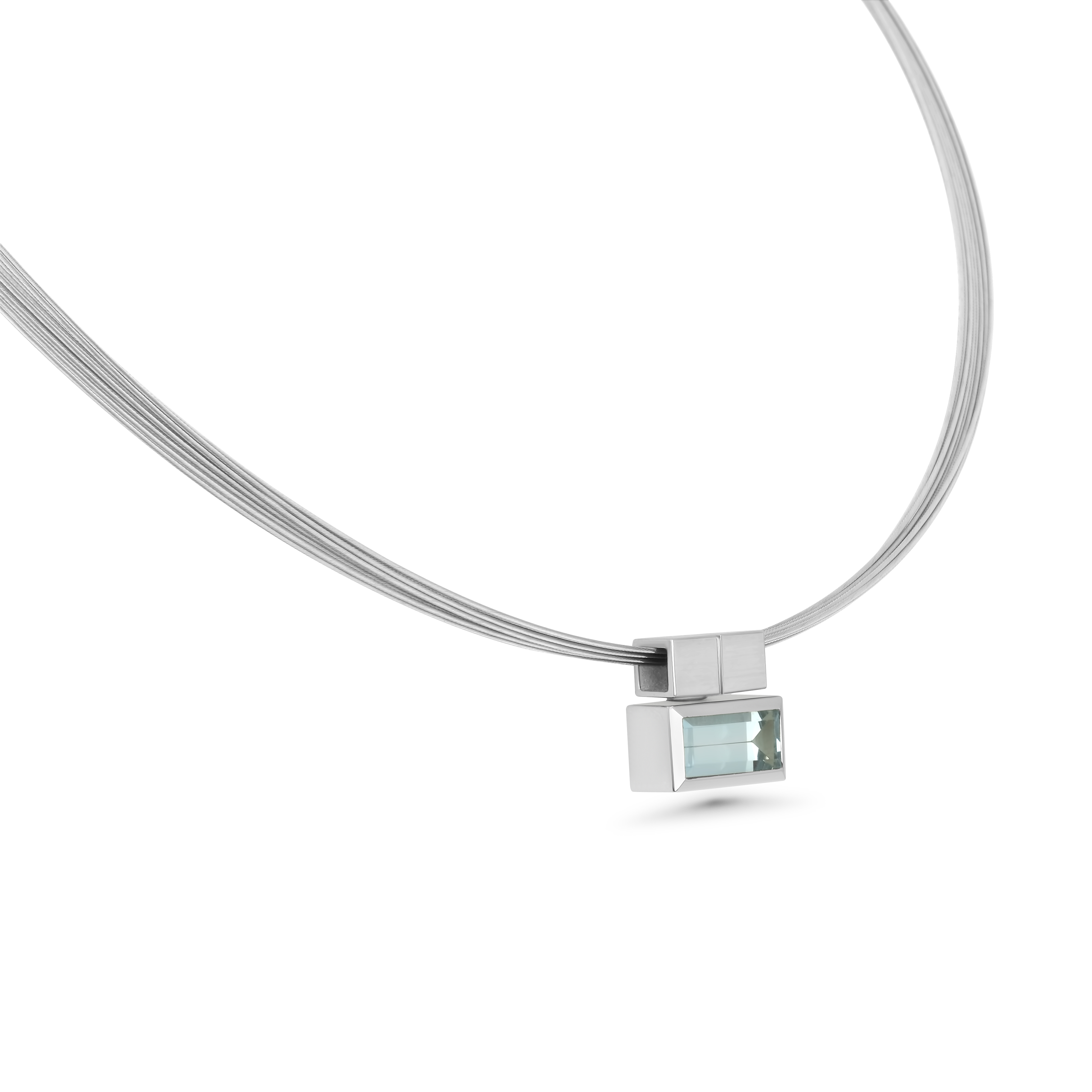 Collier Reif mehrreihig - Anhänger mit Aquamarin 