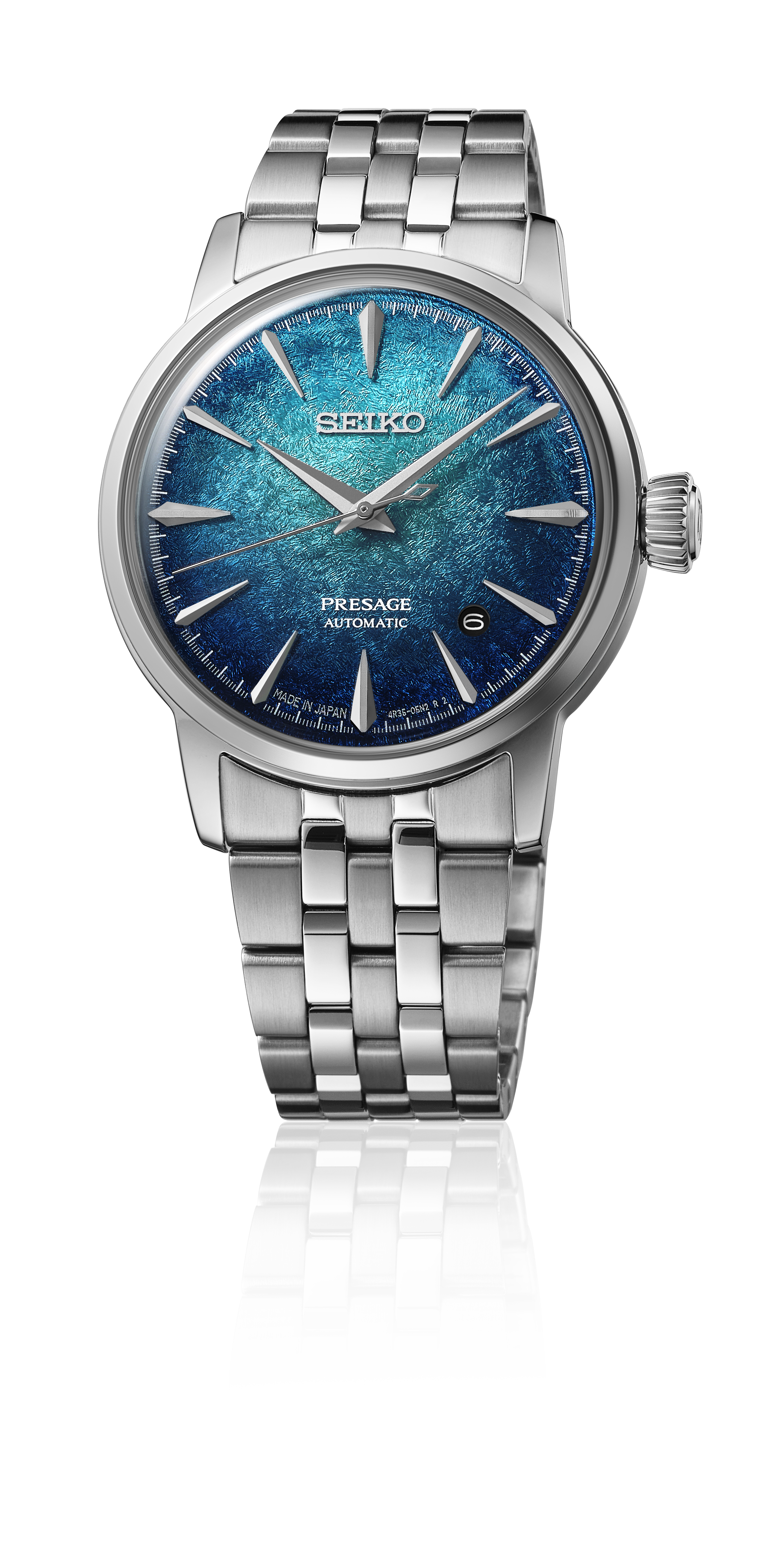 PRESAGE Cocktail Time Automatik 38,5mm - 3 Zeiger - Blau - Crushed Ice "Emerald Mist"