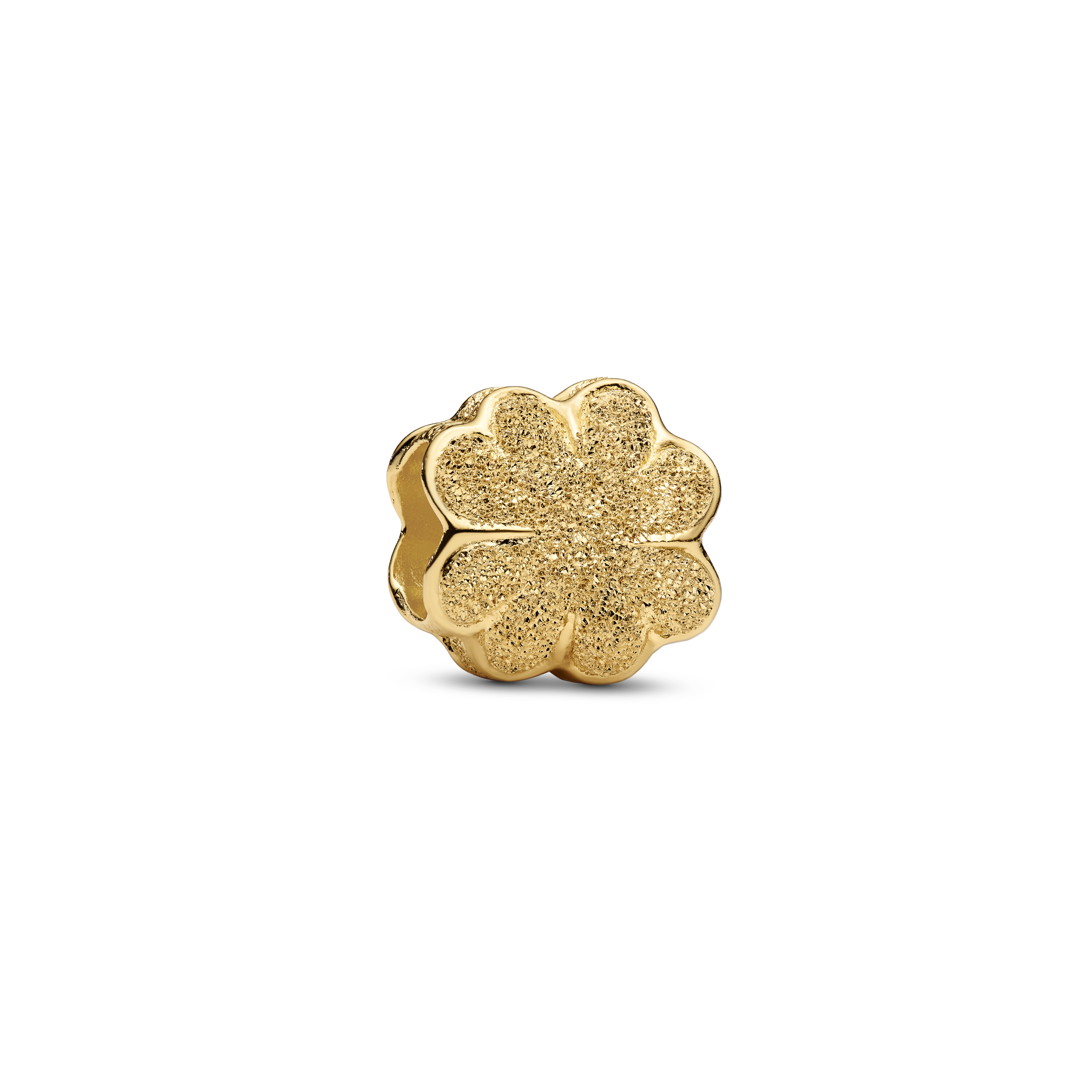 Strukturiertes Kleeblatt Mini-Charm - 14 Karat Vergoldung