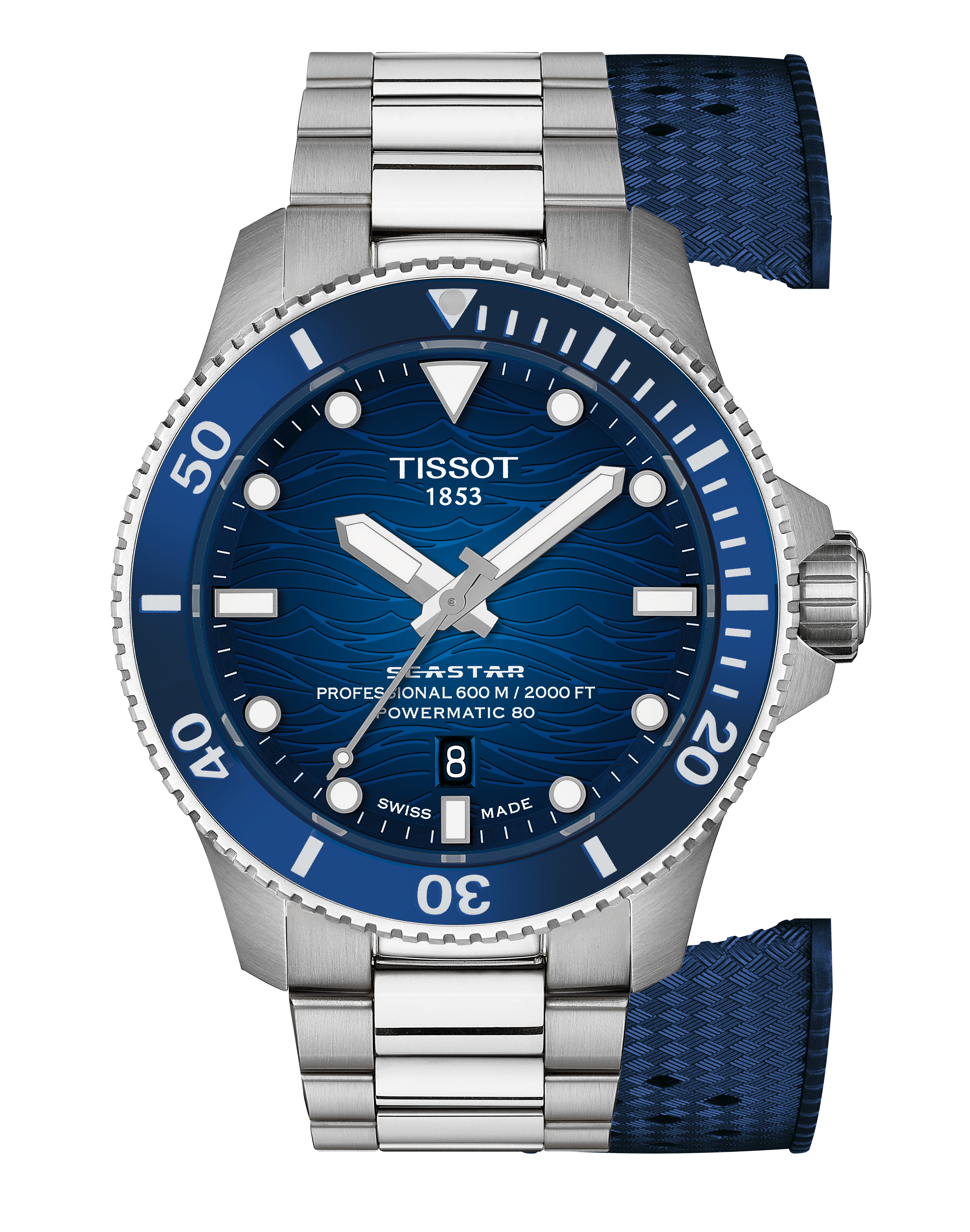 Seastar 2000 44mm  - Blau - Stahlband + Kautschukband