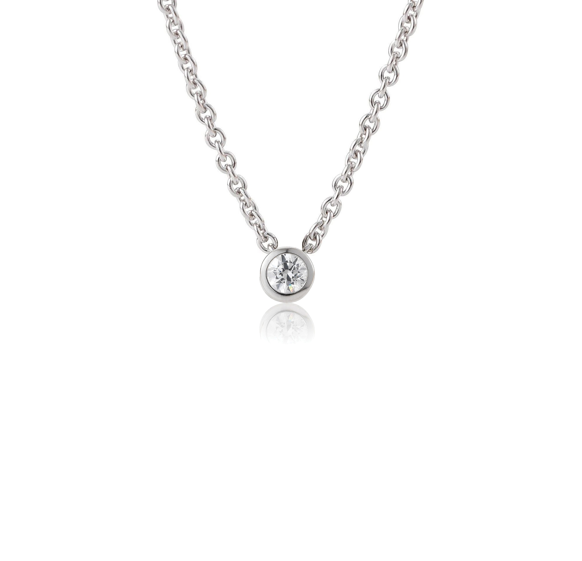 Solitär Collier - Zarge poliert - 0,10 ct 