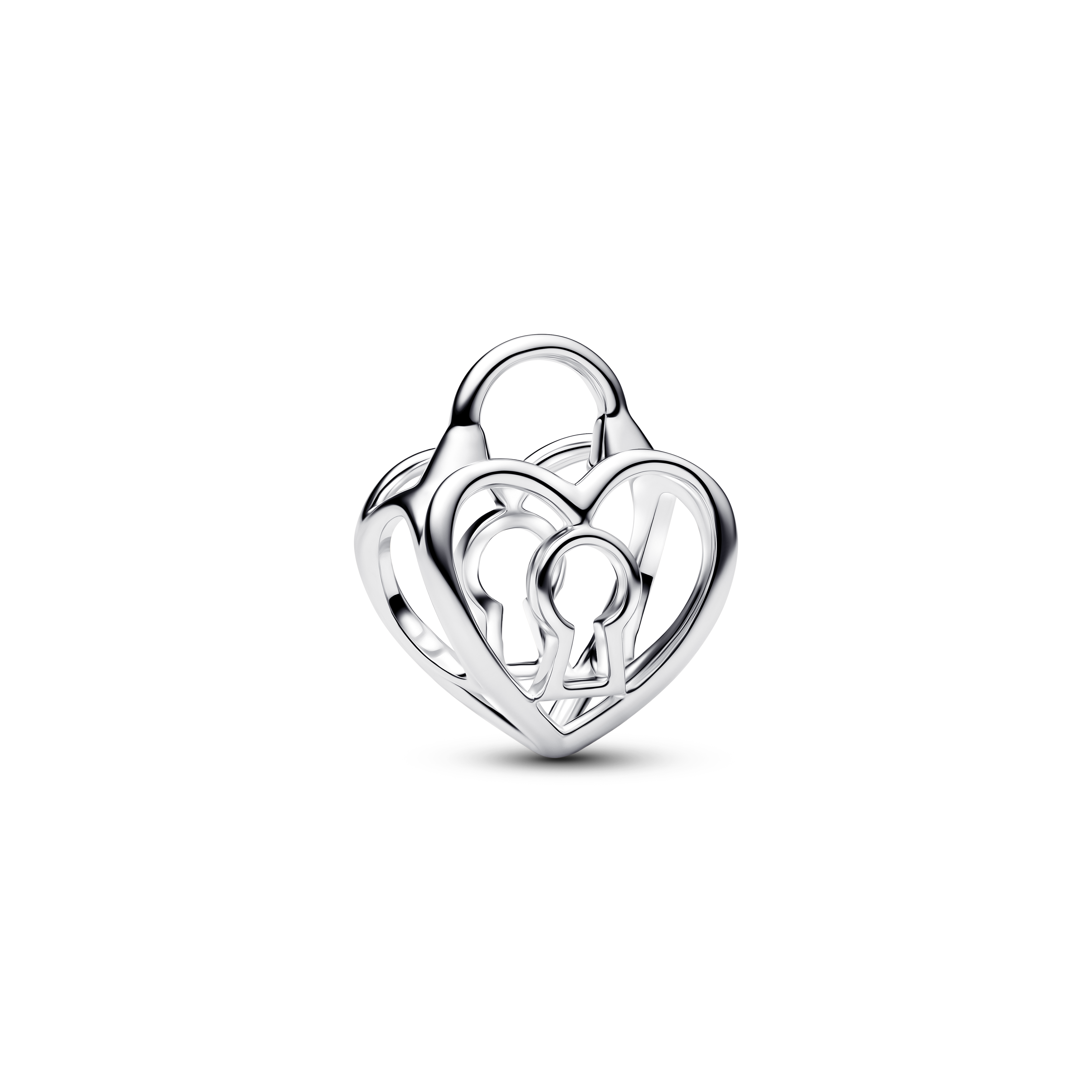 Offen gearbeitetes Herz Vorhängeschloss Charm - Sterling-Silber