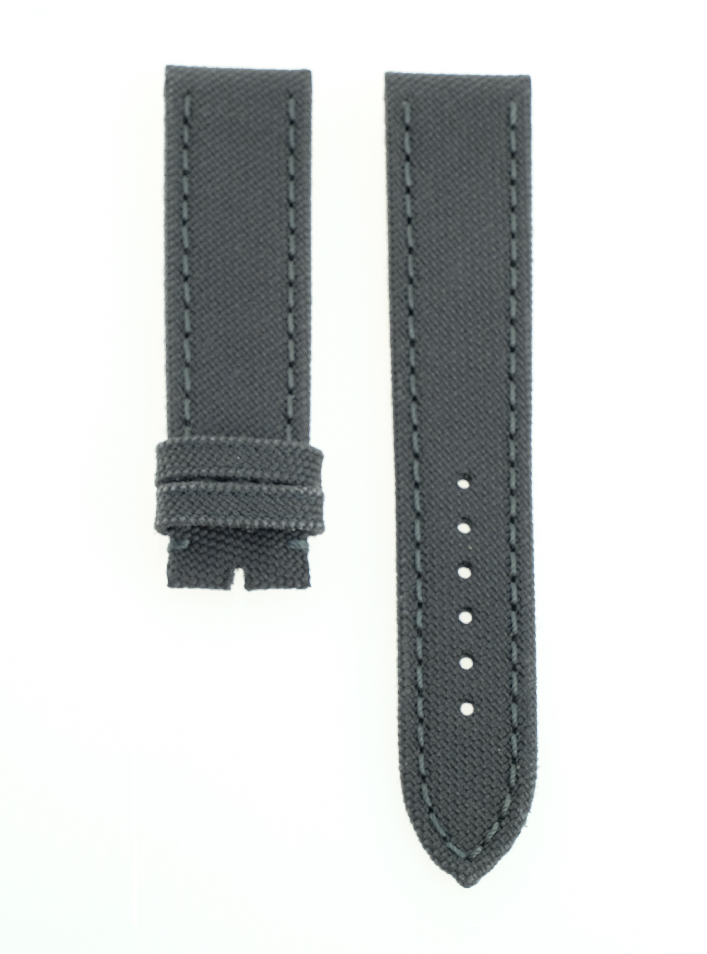 Militär Textil Kalbsleder Armband - Anthrazit - 22/20 mm