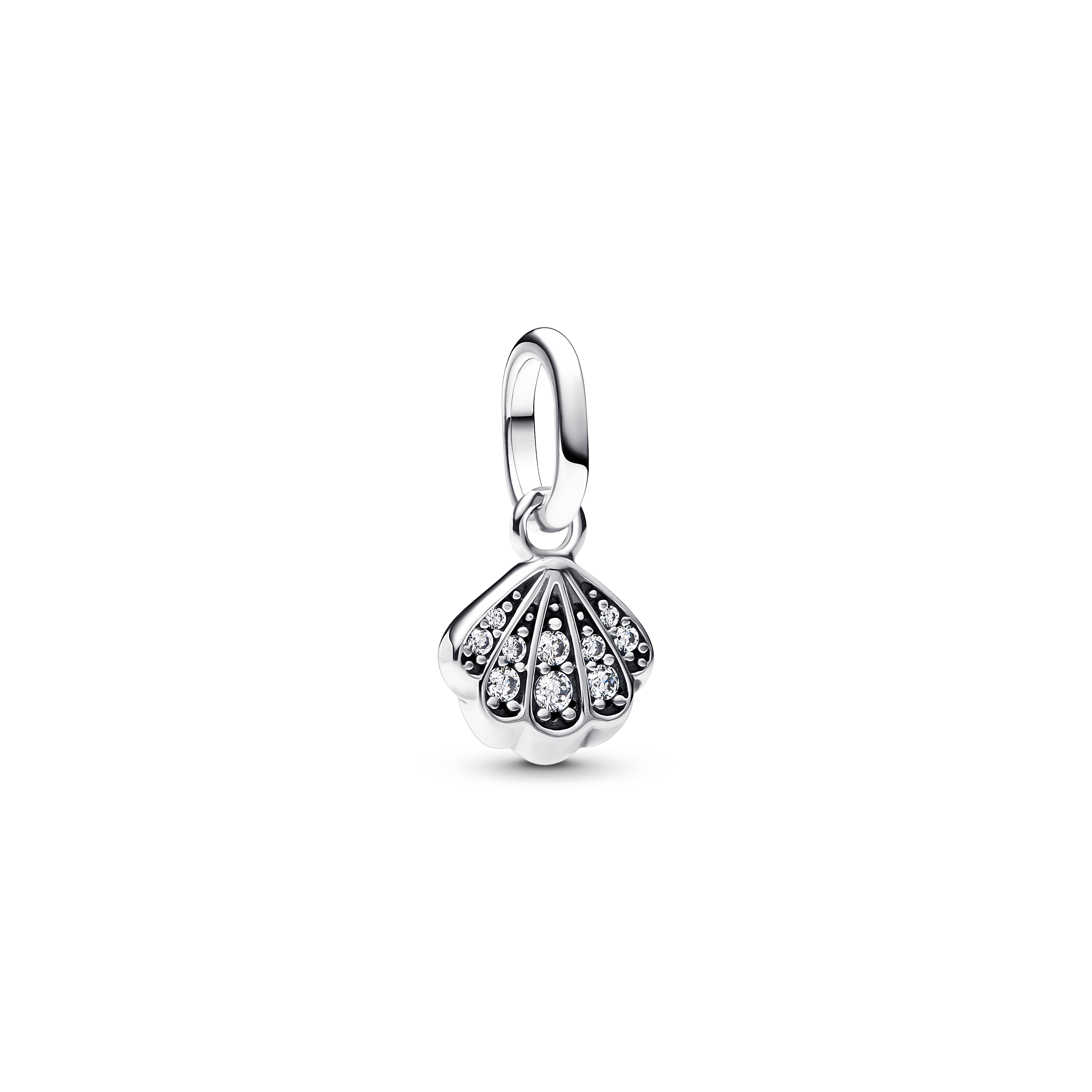 Funkelnde Muschel Mini-Charm-Anhänger - Sterling-Silber