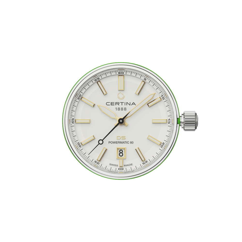 DS+  Uhrwerk mit Zifferblatt weiß/silber