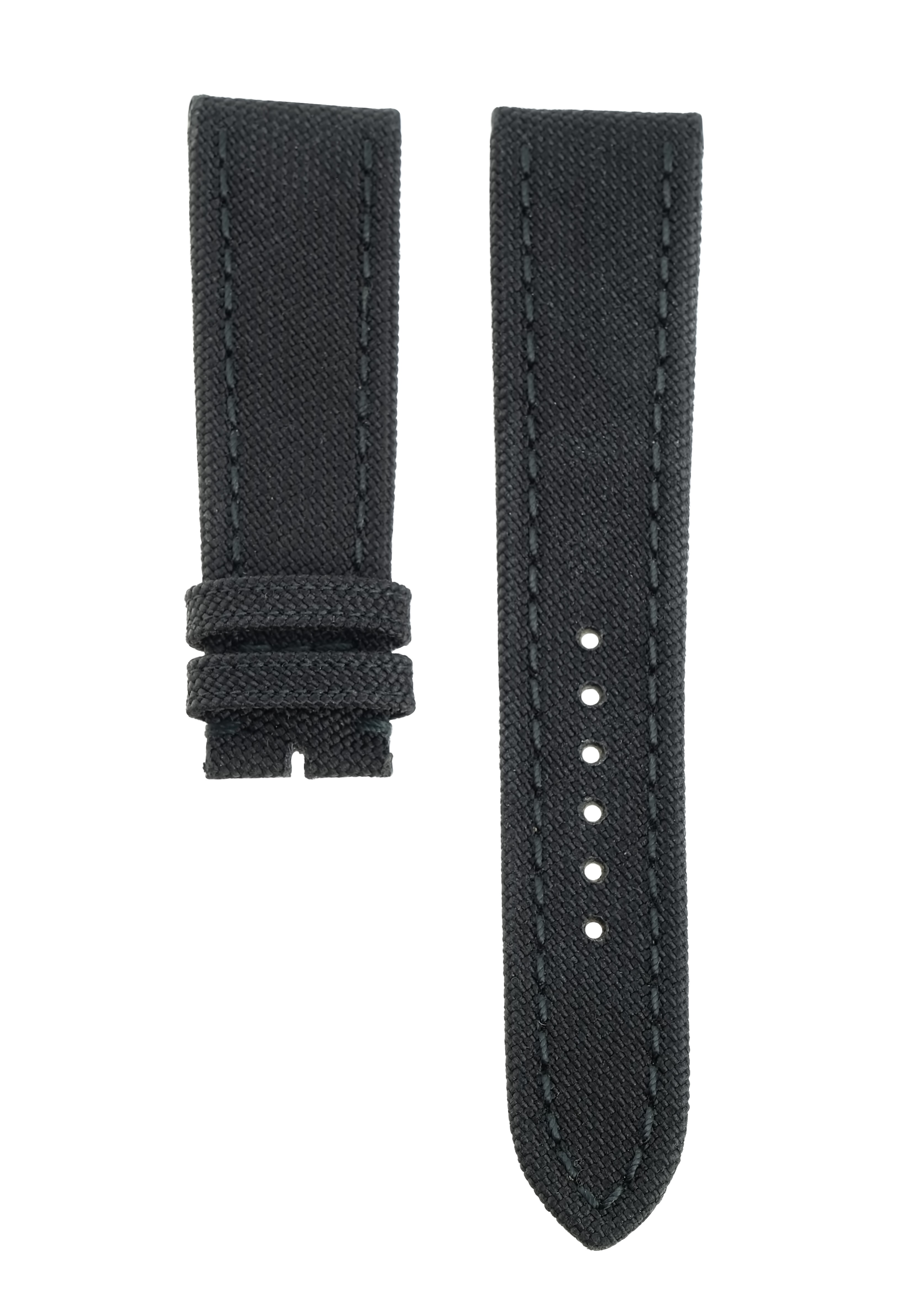 Militär Textil Kalbsleder Armband - Schwarz - 24/20 mm 