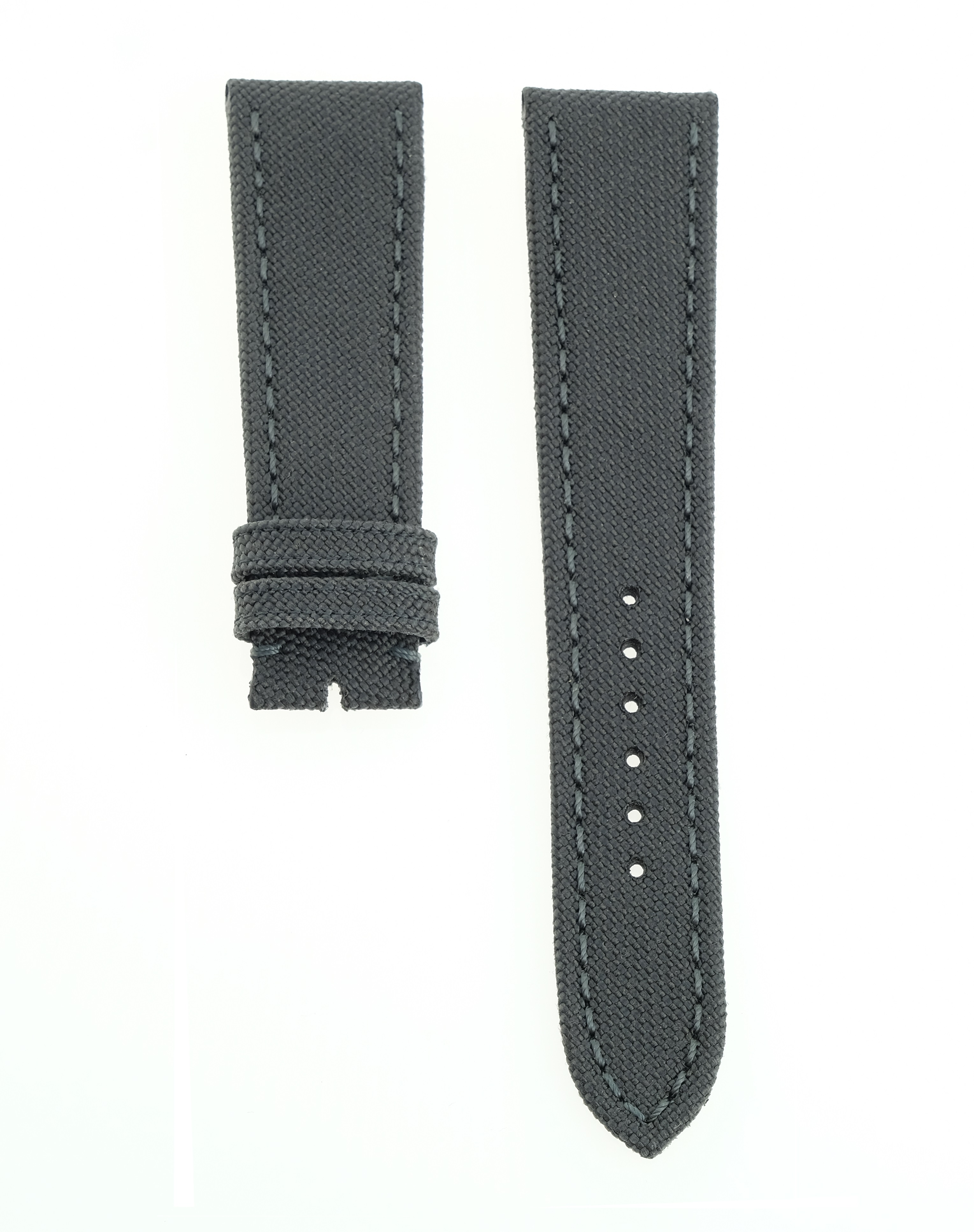 Militär Textil Kalbsleder Armband - Anthrazit - 24/20 mm