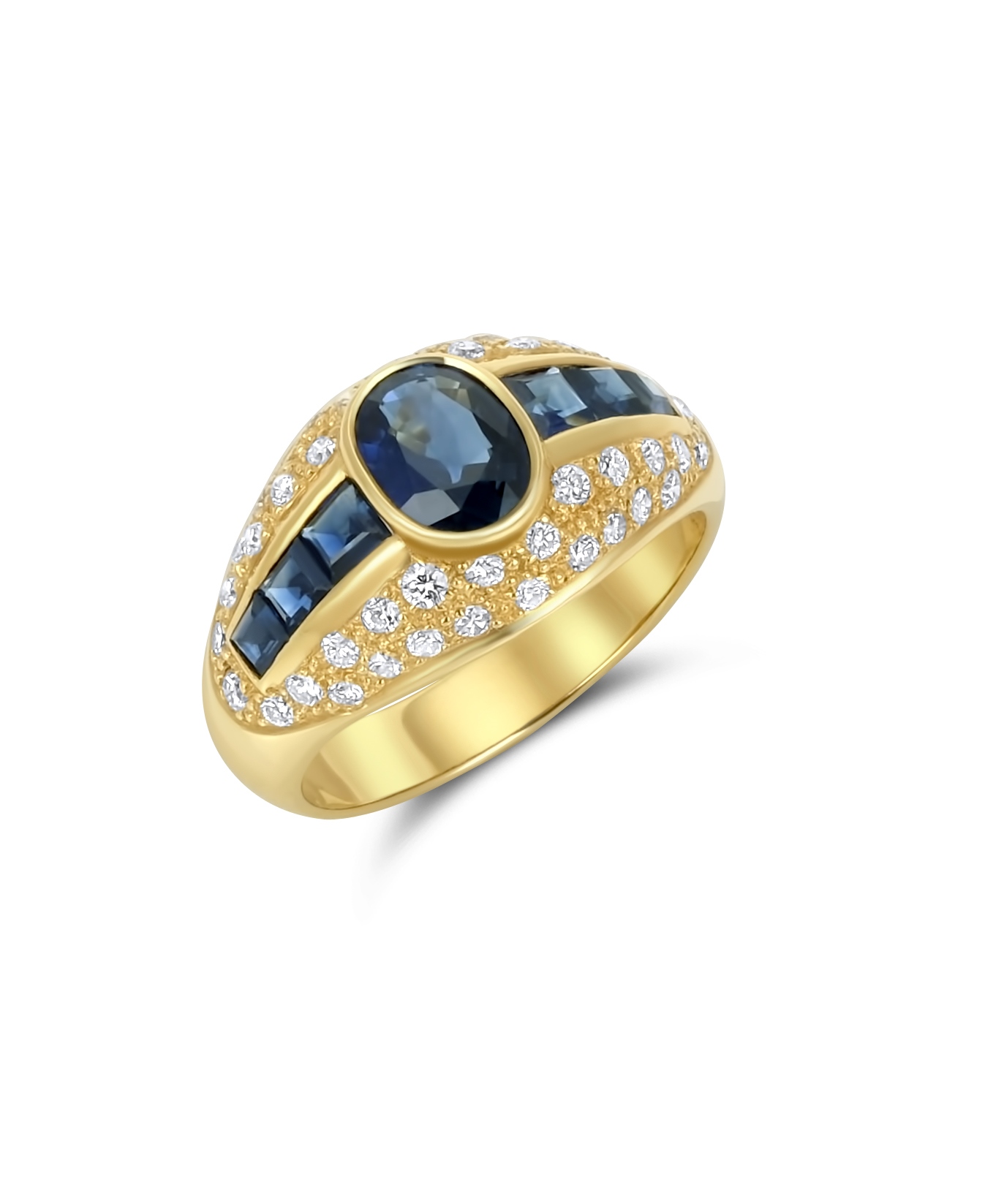 Ring - Saphir - Diamant Pavé  