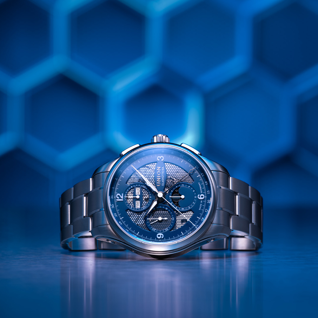 Belisar Chronograph Mondphase 42 - Blau - Stahlband