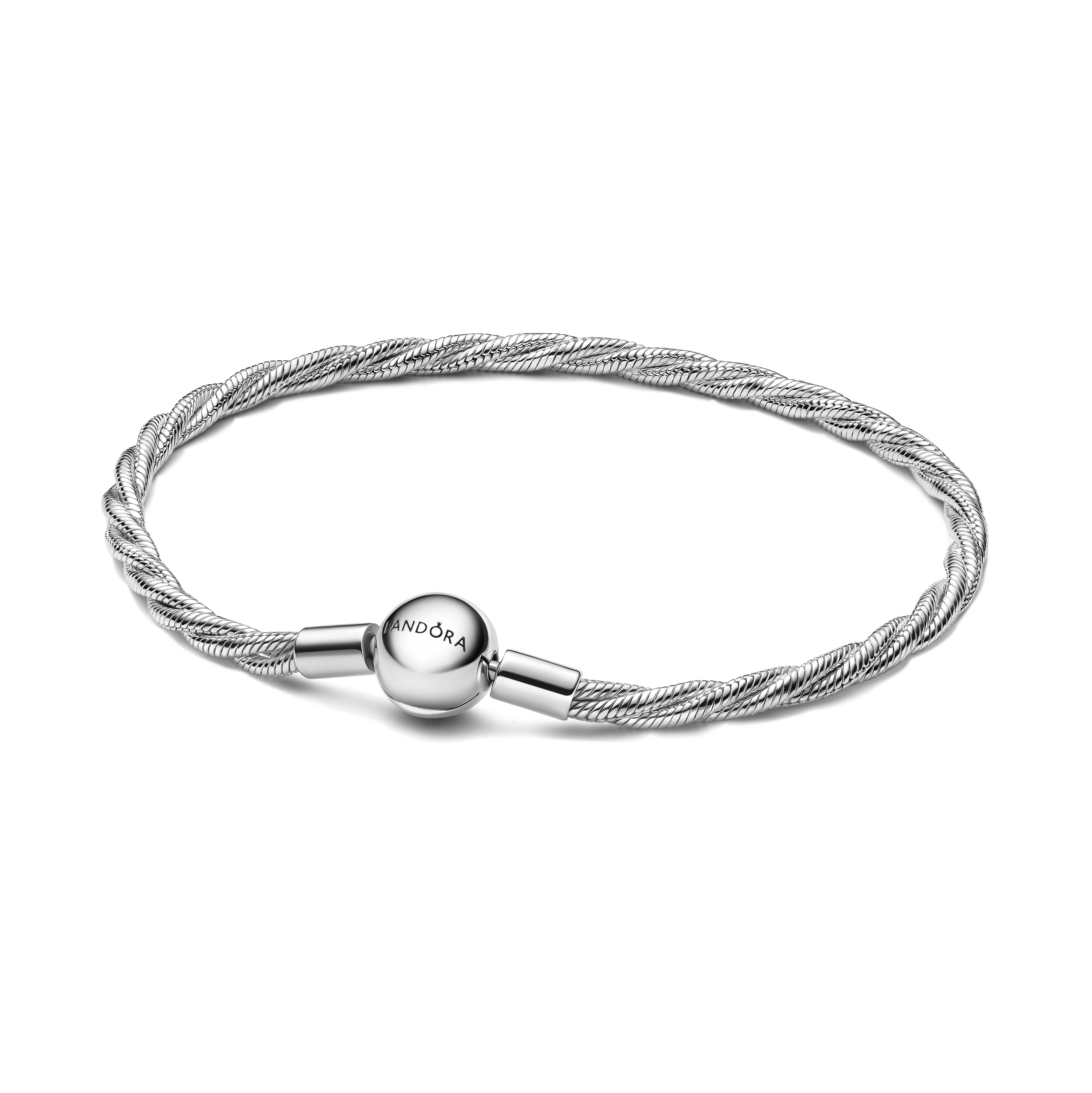Runder Pandora Verschluss Gedrehtes Schlangen-Gliederarmband - Sterling-Silber