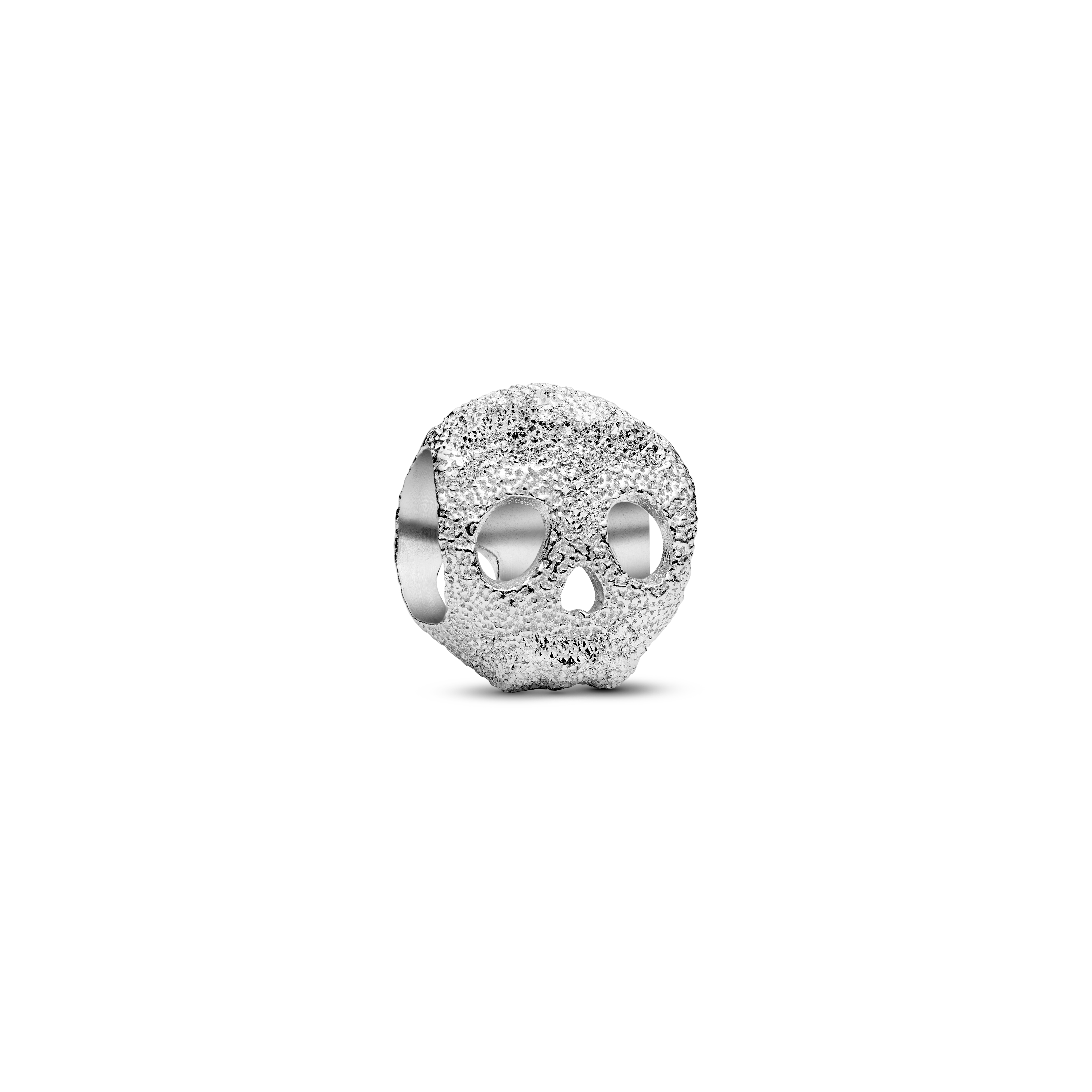 Strukturierter Totenkopf Mini-Charm - Sterling-Silber